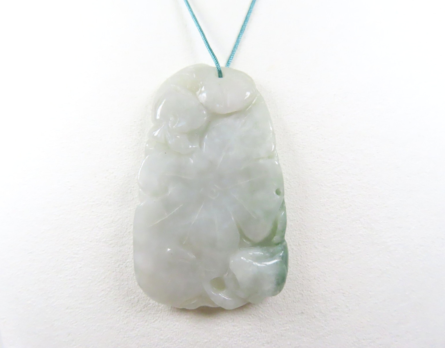 Vintage Chinese Carved Green White Jadeite Pendant