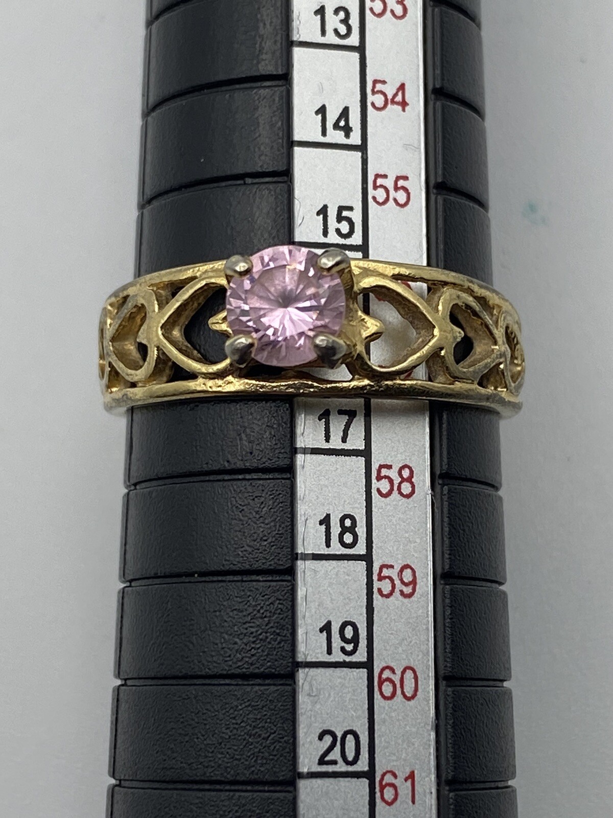 Heart Ring Vintage 18kt GE Pink Stone