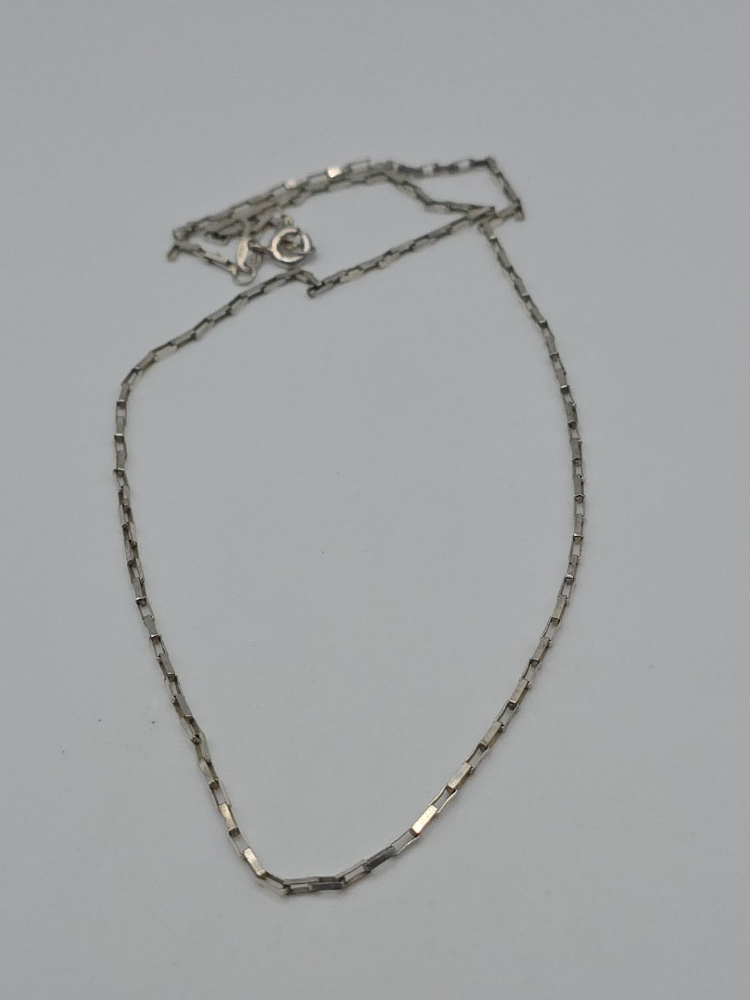 Vintage Sterling Silver 925 Rectangular Link Chain Necklace 18″ 2.8g