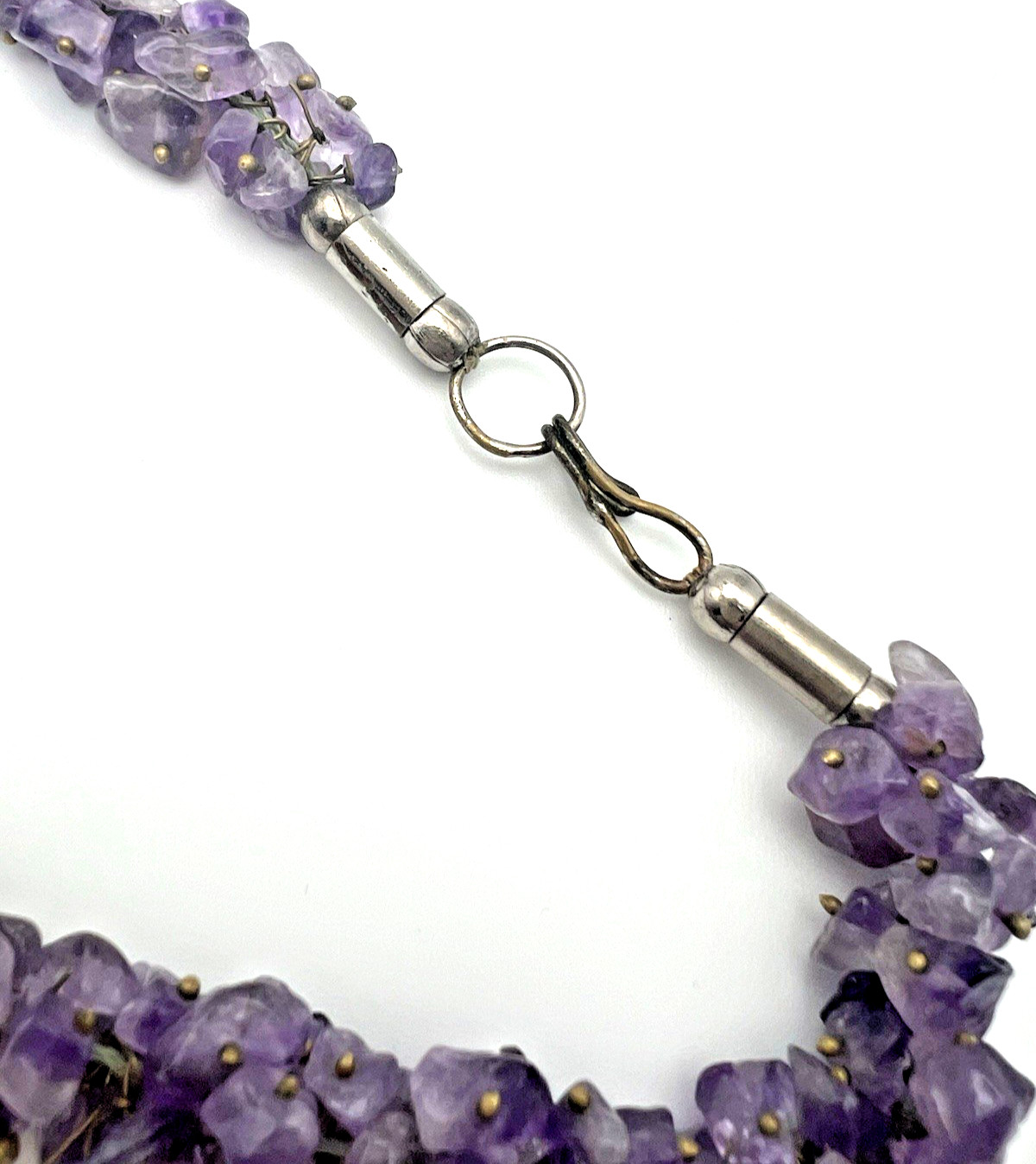 Vintage Genuine Amethyst Handmade Necklace Semi-Precious Chip Bead Purple 26”