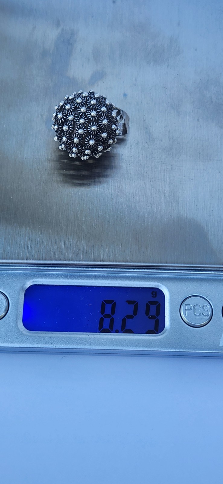 925 Sterling Silver Vintage Mexico Cannetille Oxidized Ball Charm Pendant
