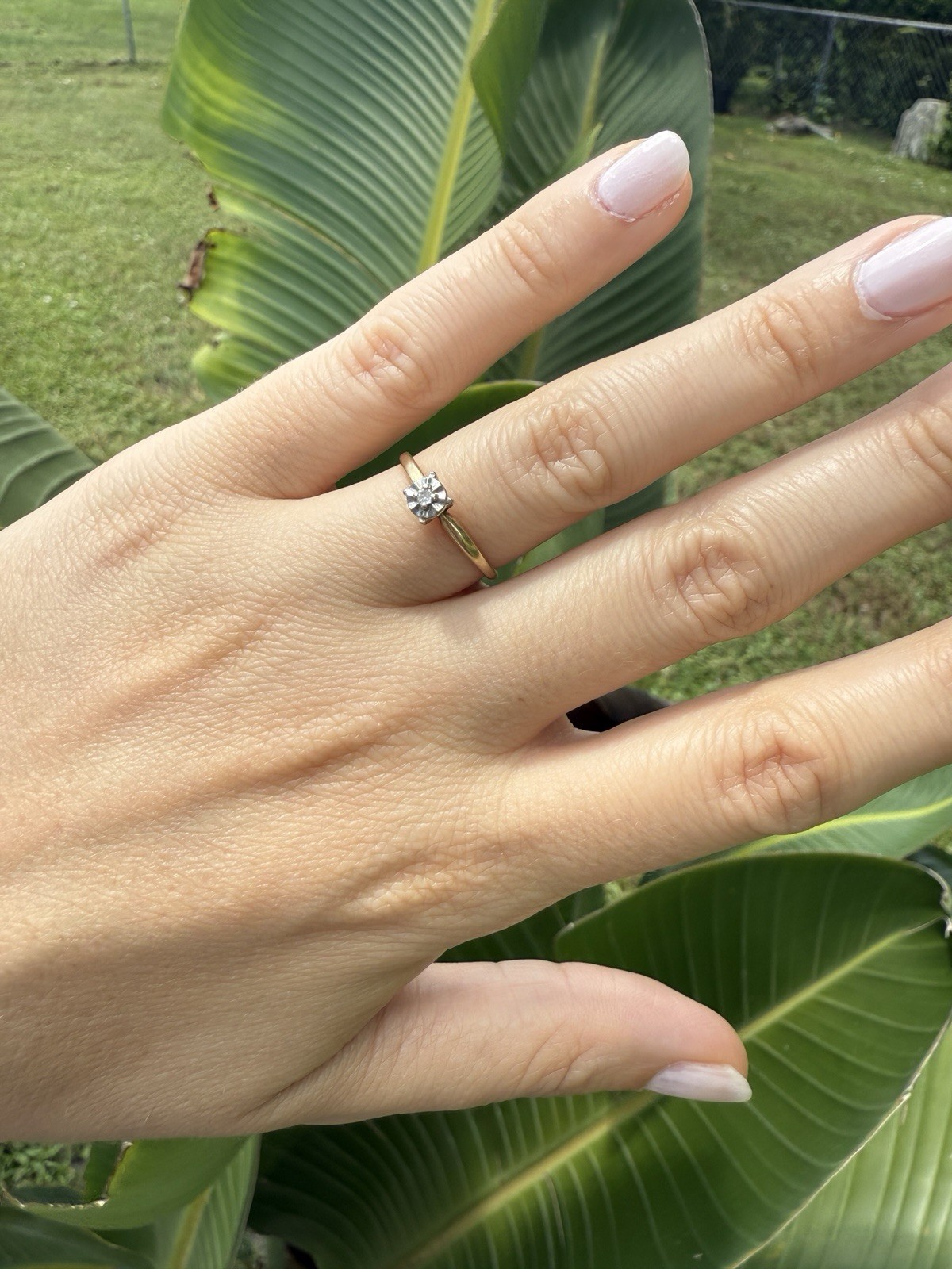 Vintage 1950s Mid Century 10K Gold Illusion Diamond Ring Size 5.5 Minimalist