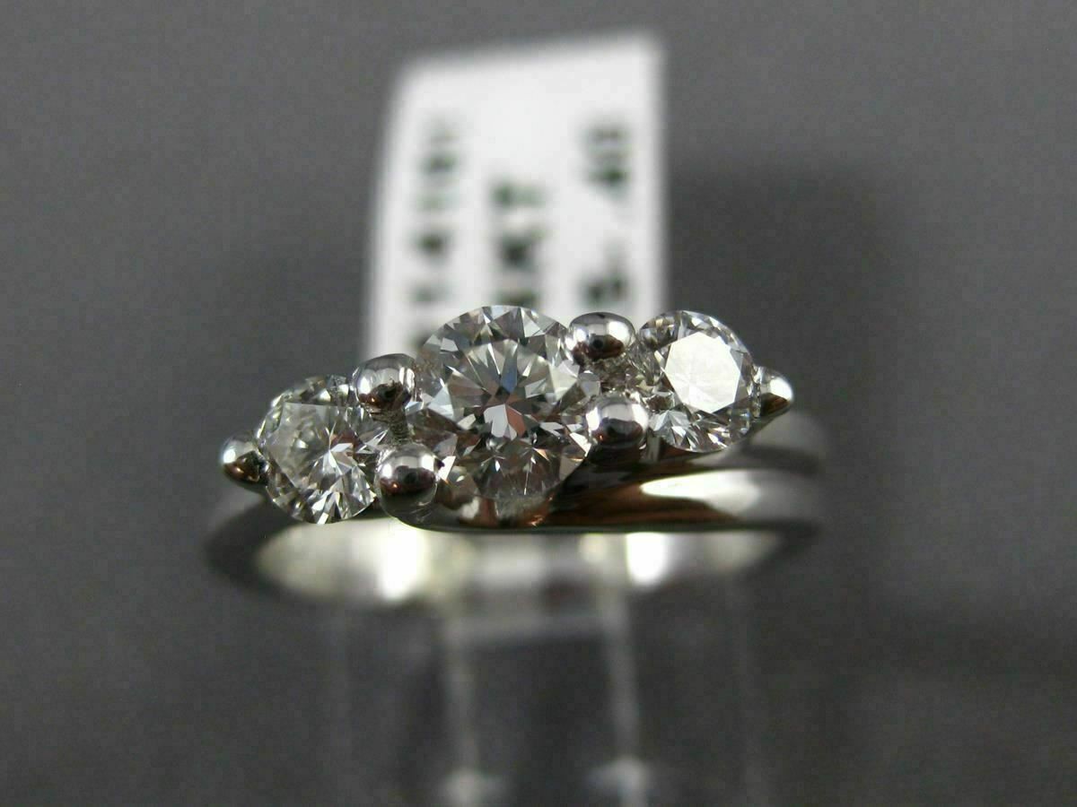 ESTATE .91CT DIAMOND 14KT WHITE GOLD 3D PAST PRESENT FUTURE TENSION RING #14161