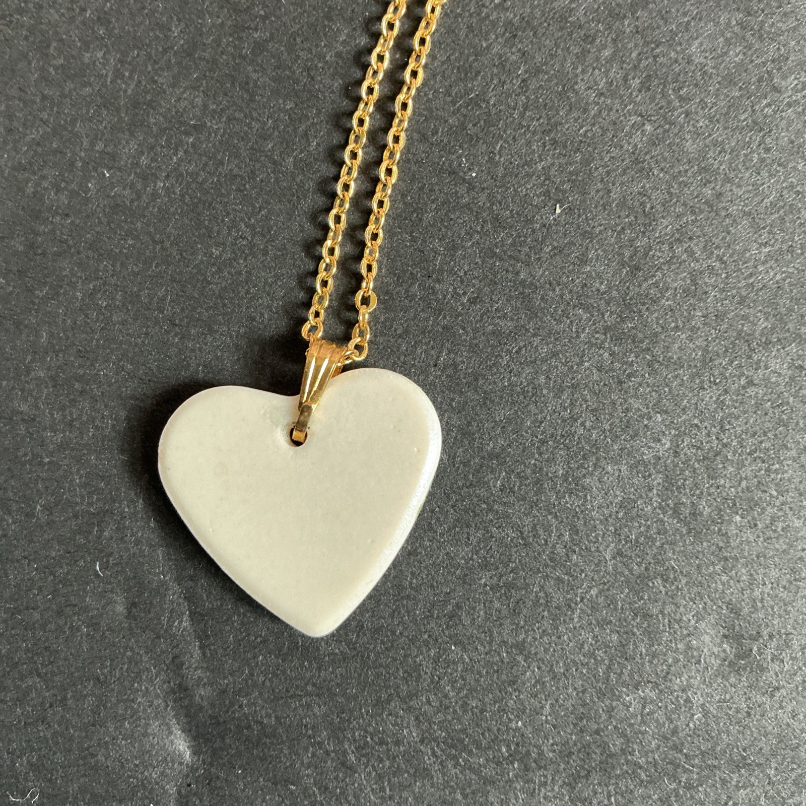 Vintage Name Necklace Danielle Porcelain Heart Rose Floral Pink White Pendant