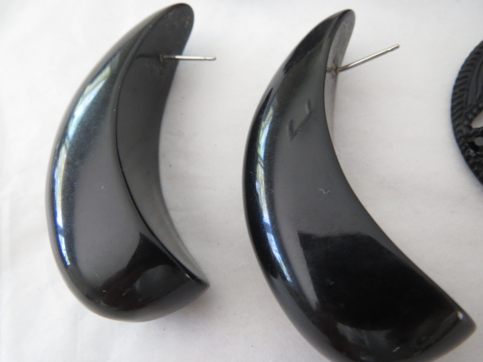 Vtg Lot Earrings All Black 1950s To 1980s
