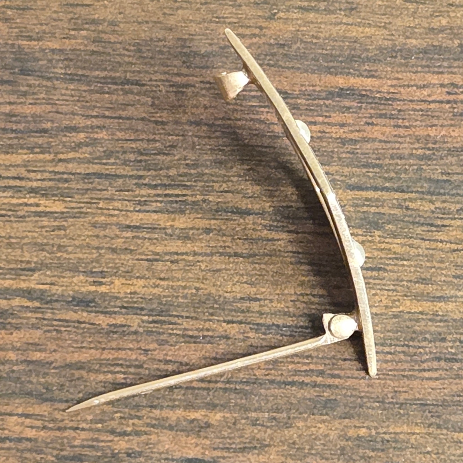 Antique Art Deco 10K Yellow Gold Seed Pearl Lozenge Brooch Pin 1920s