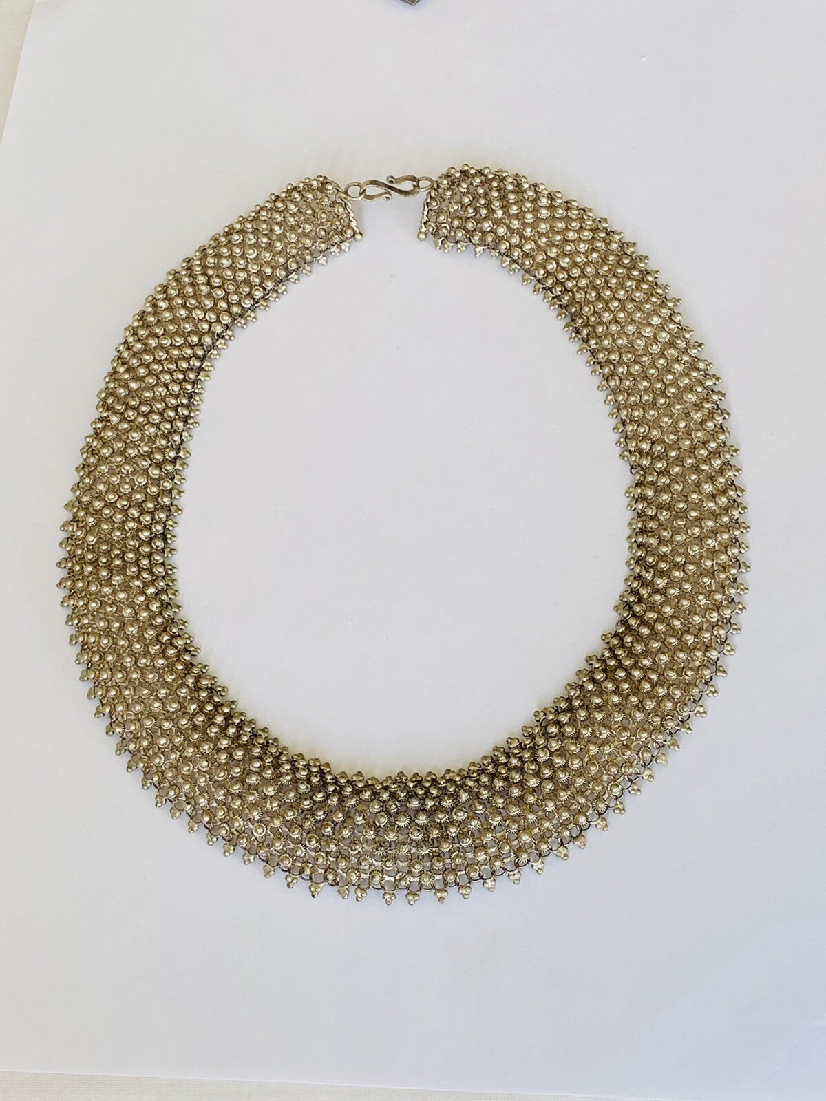 Heavy Vintage Sterling Silver Etruscan Cannetille Choker Link Necklace 95-Grams