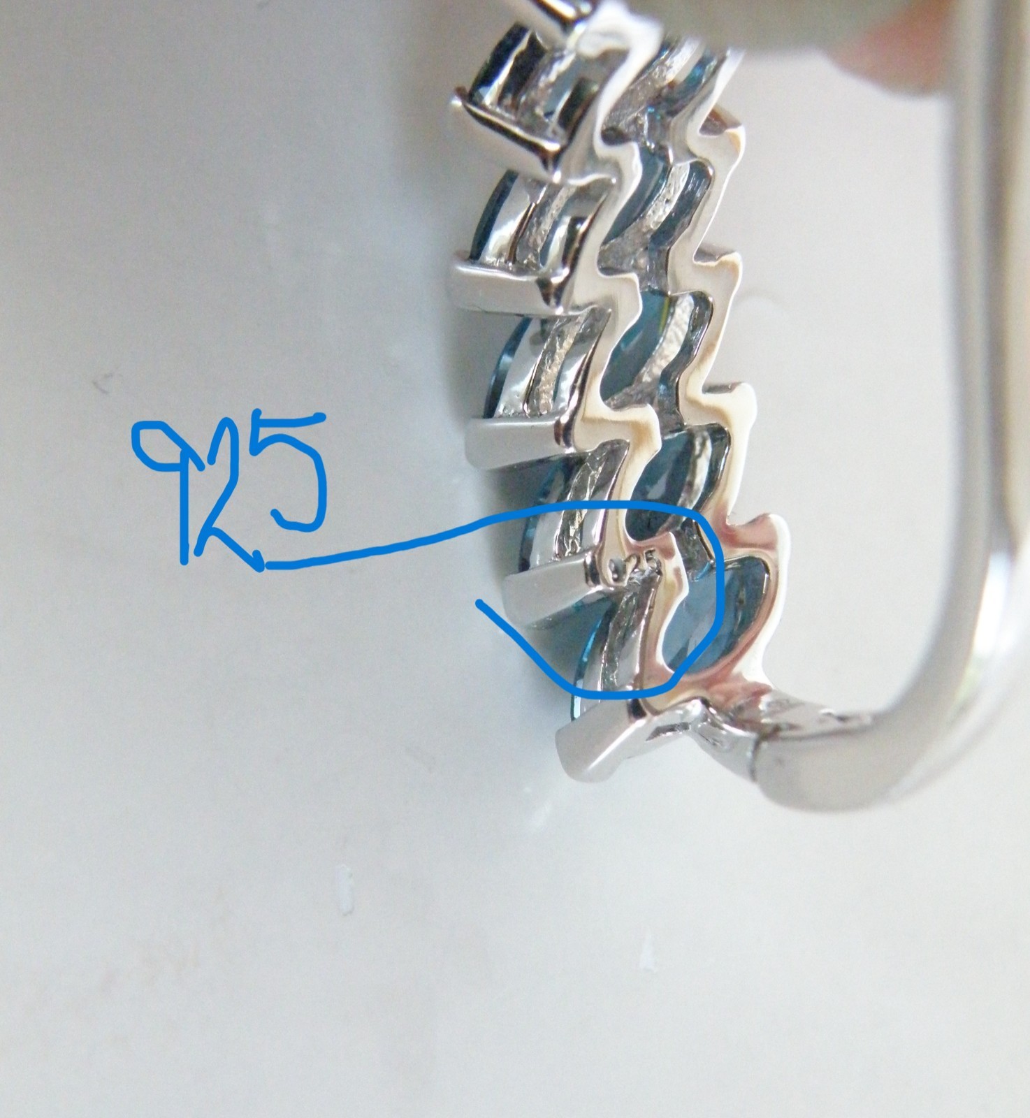 Vintage Sterling Silver 925 Natural Heated London Blue Topaz Dangle Earrings
