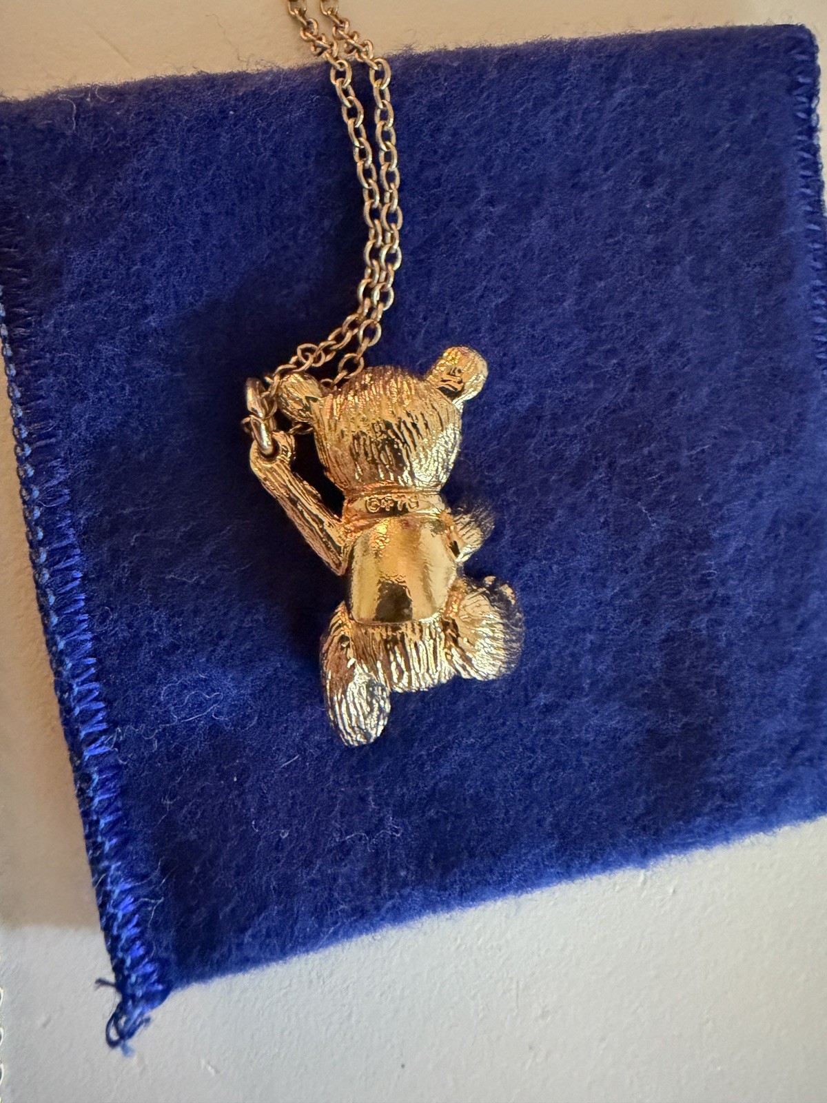 Vintage Franklin Mint 24kt Gold Plated 1978 Teddy Bear Pendant