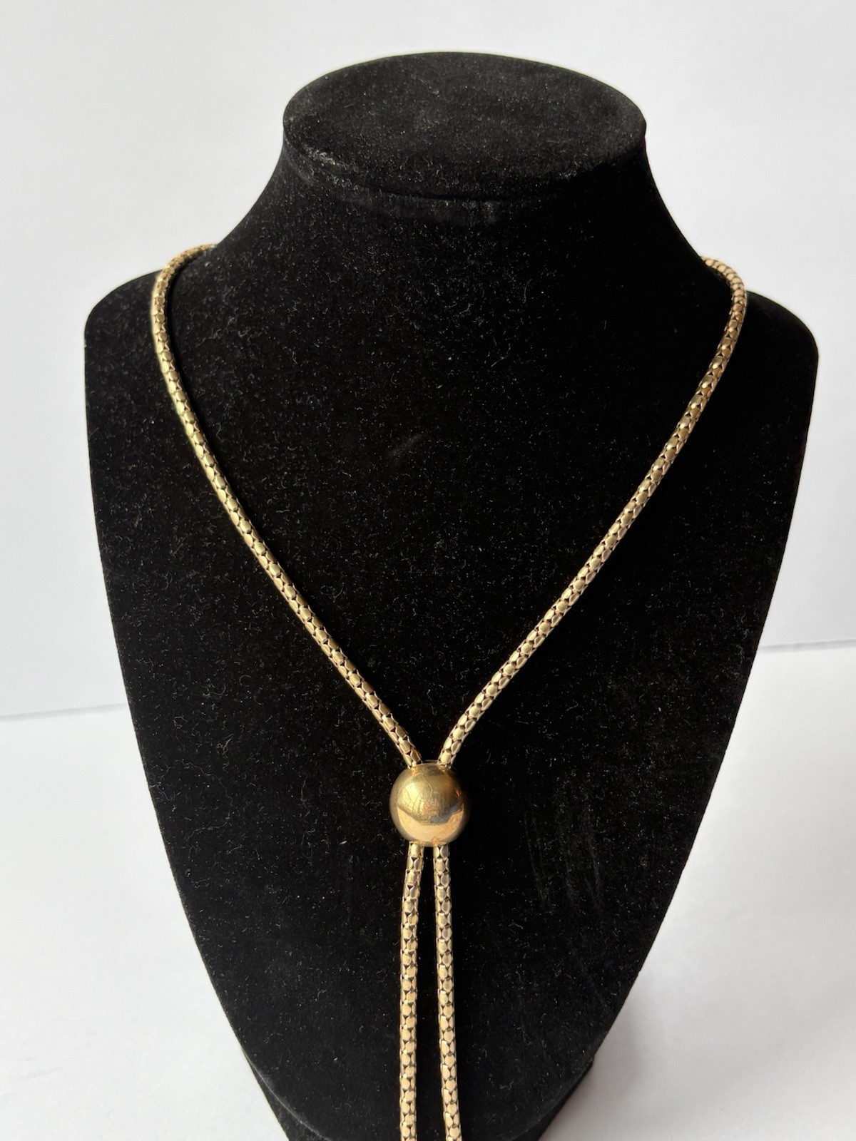 Vtg Bigney 12k Gold Filled Popcorn Chain Adjustable Sliding Bead Lariat Necklace