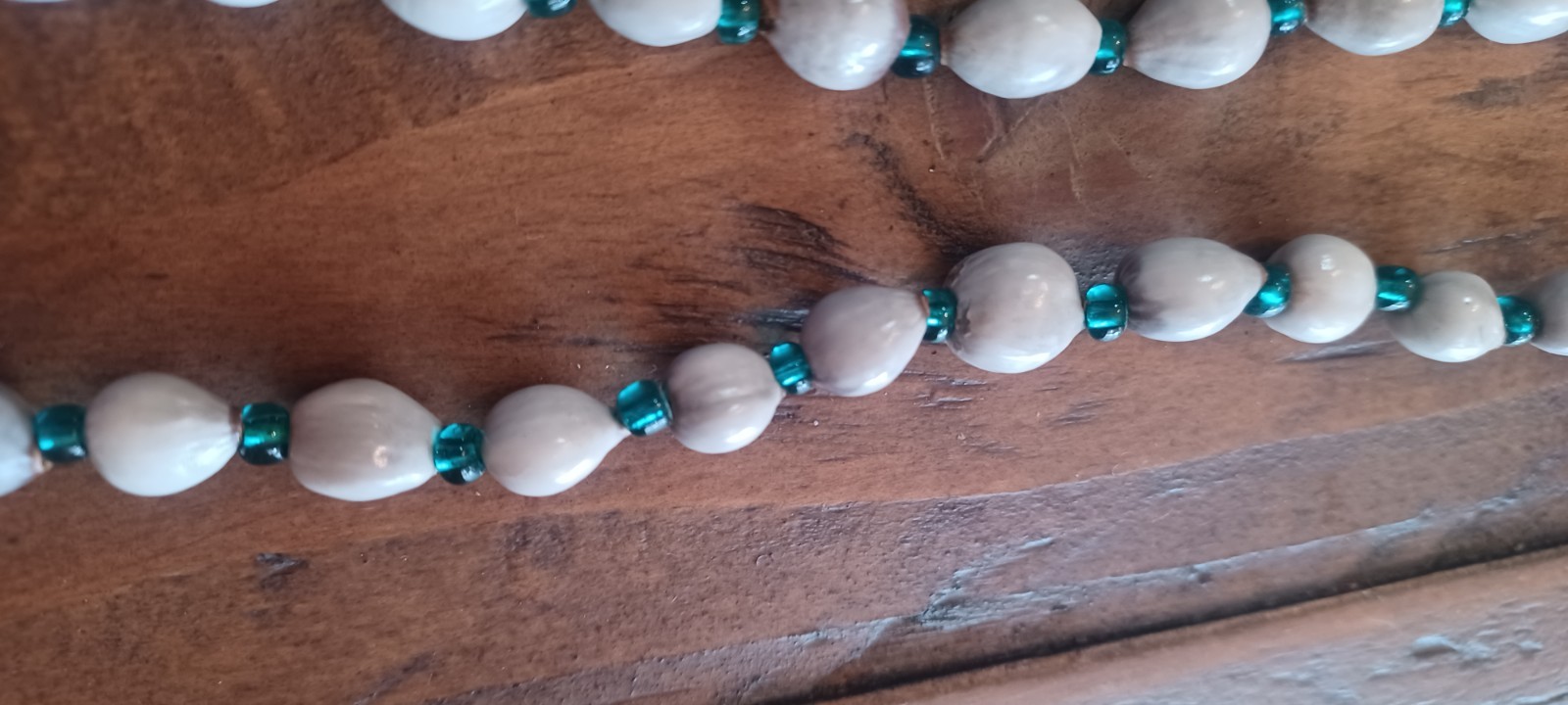 Vintage Necklace Glass Beads And Shell Like. Beautiful