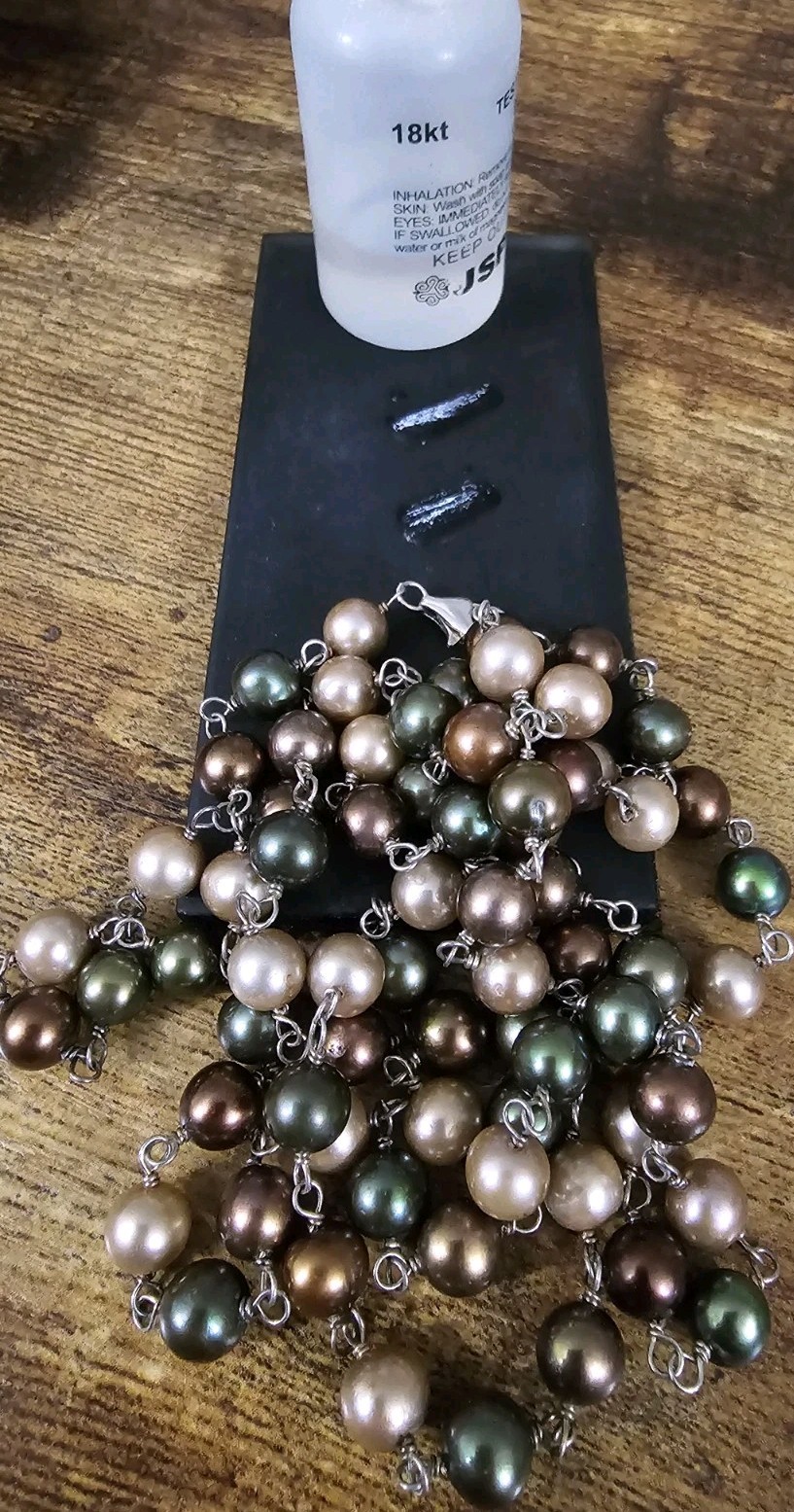 Vintage Sterling Silver 925 Ball Bead Earthtone Chain 38″ Long Necklace 44g