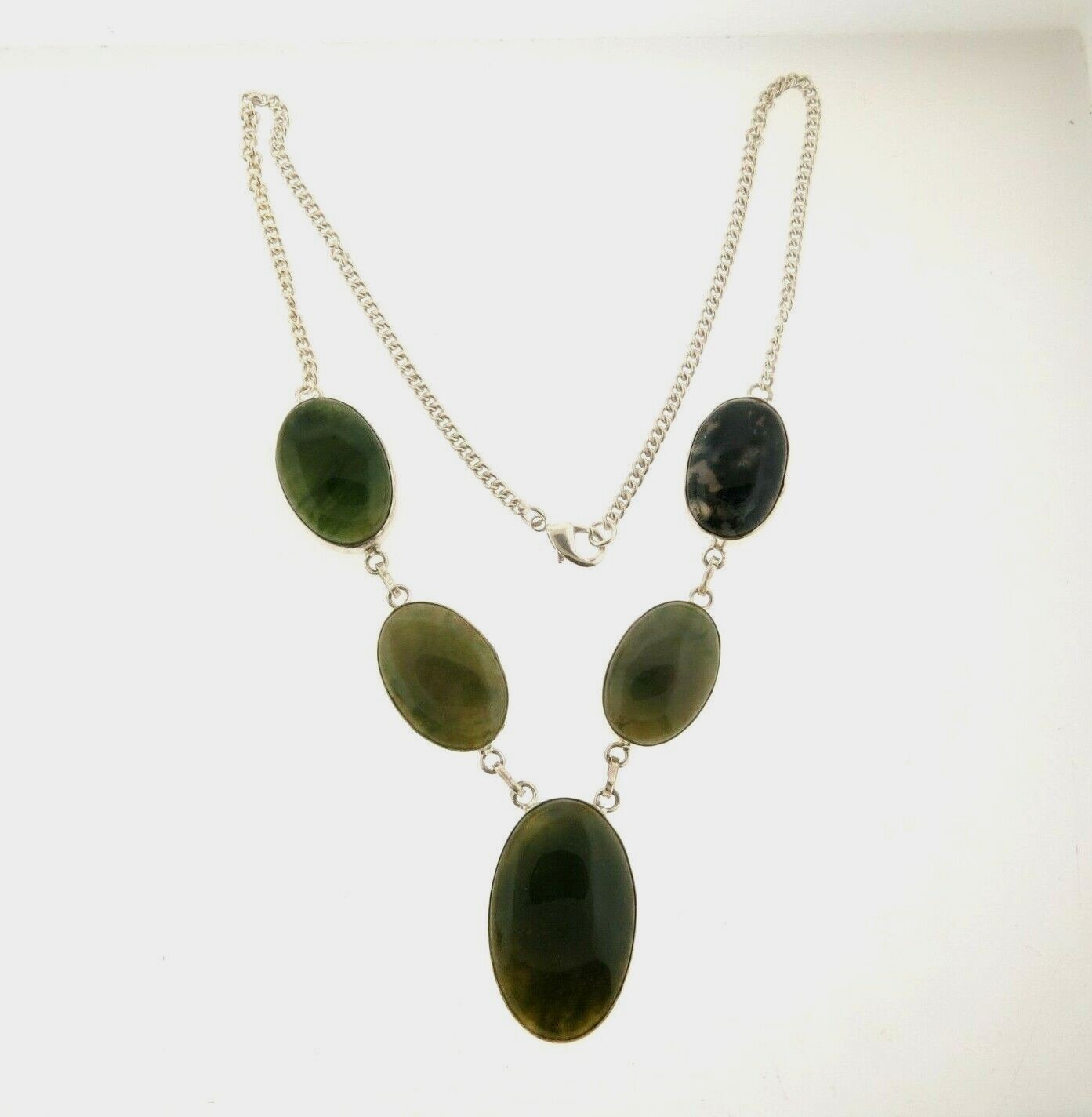 Bloodstone Necklace Silver Plated 1.75 x 20 in