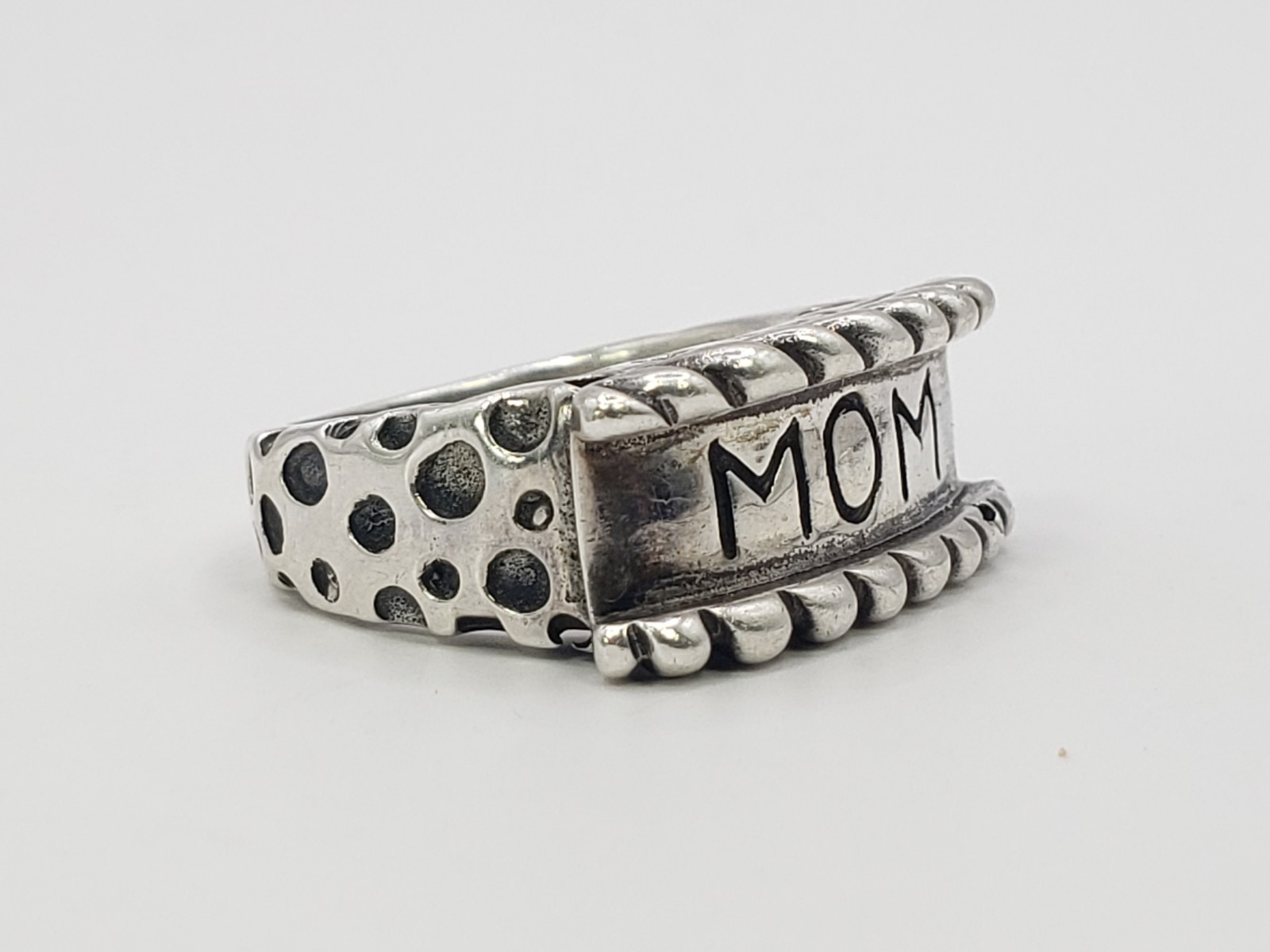 Vintage DLM Dian Malouf Sterling Silver Sailor Tattoo Style MOM Ring Size 5.75
