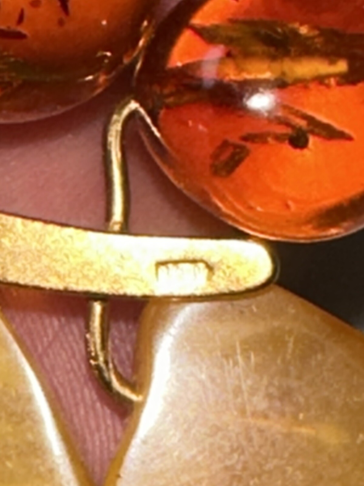 Vintage Mixed Amber 9RK Gold Brooch 1930s Egg Yolk Genuine Amber Baltic Russian