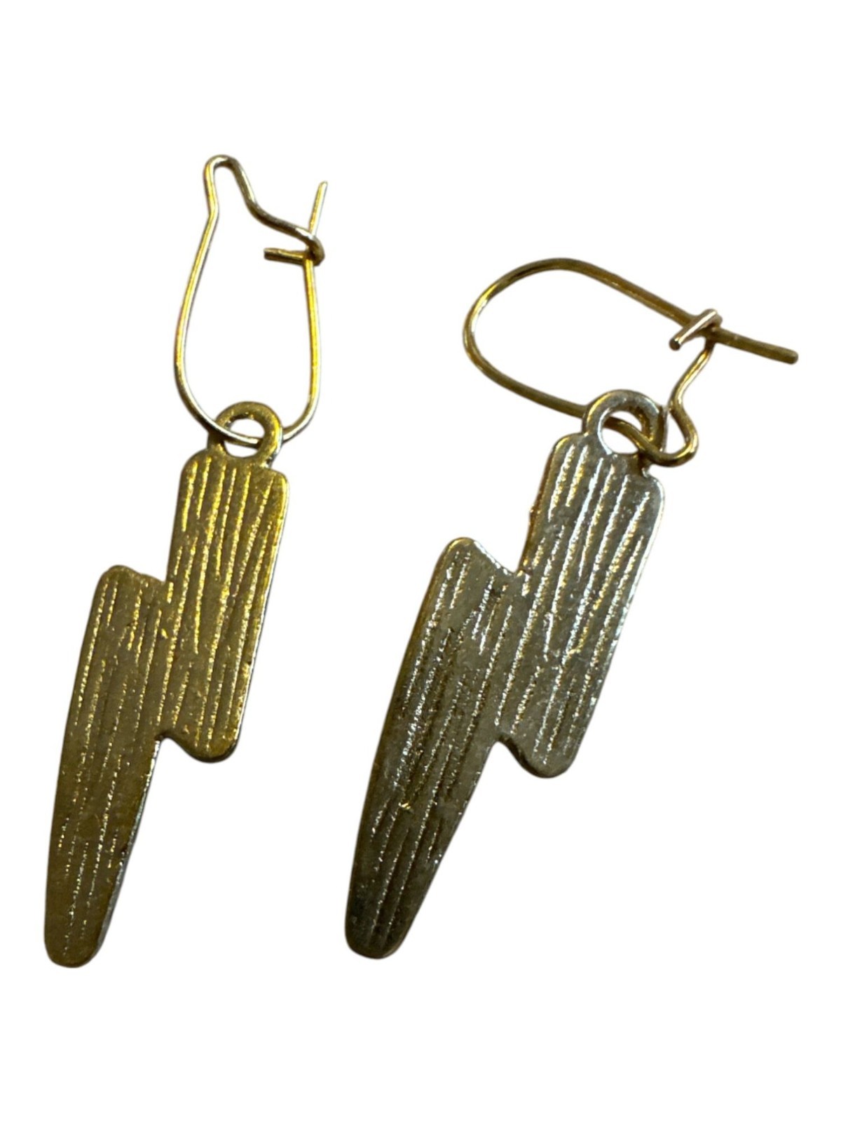 Lightning Bolt Earrings With Gold-Tone Hooks & Rhinestone Details Teal Enamel Ac