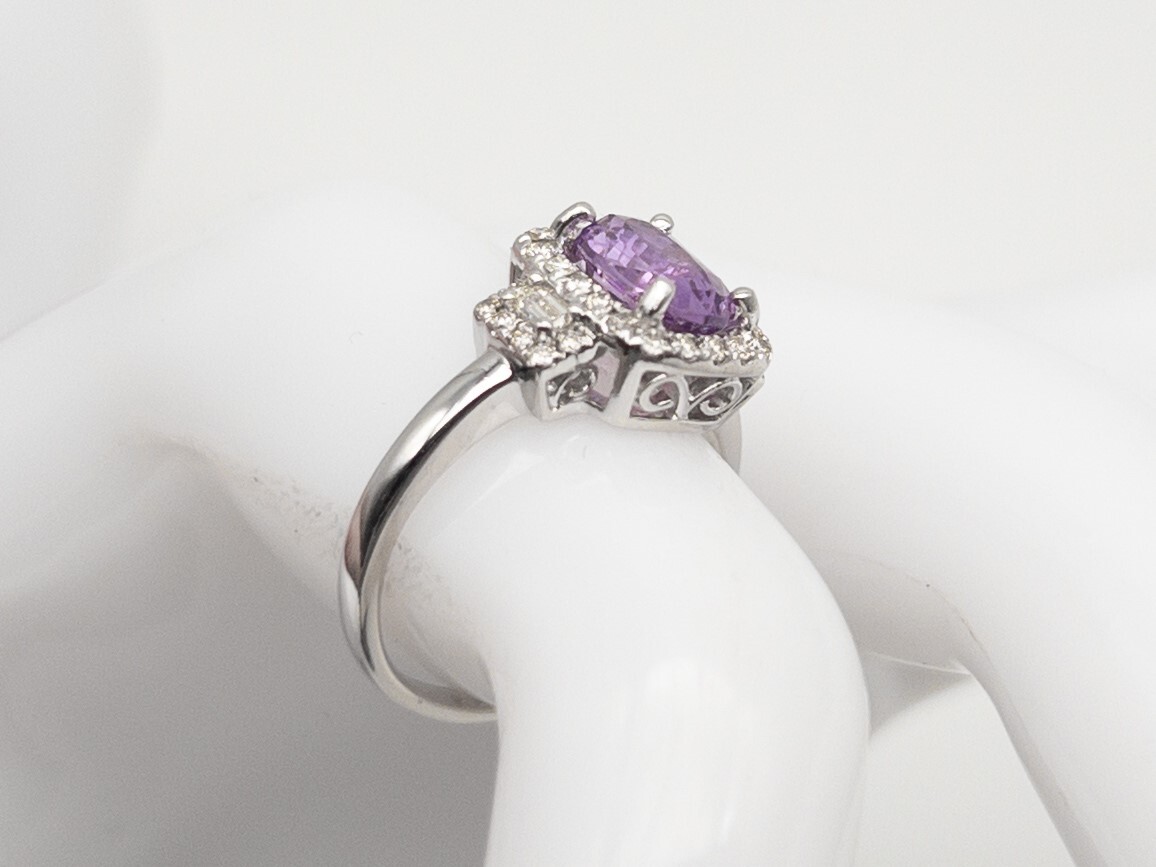 $10,000 CERTIIFED 2.34ct Purple Pink Sapphire Diamond 14k White Gold HALO Ring