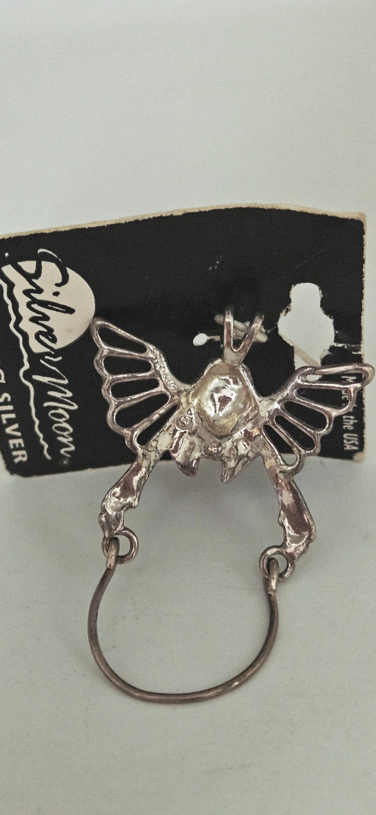 Vintage Sterling Silver Guardian Angel Charm Holder Pendant NEW by Silver Moon