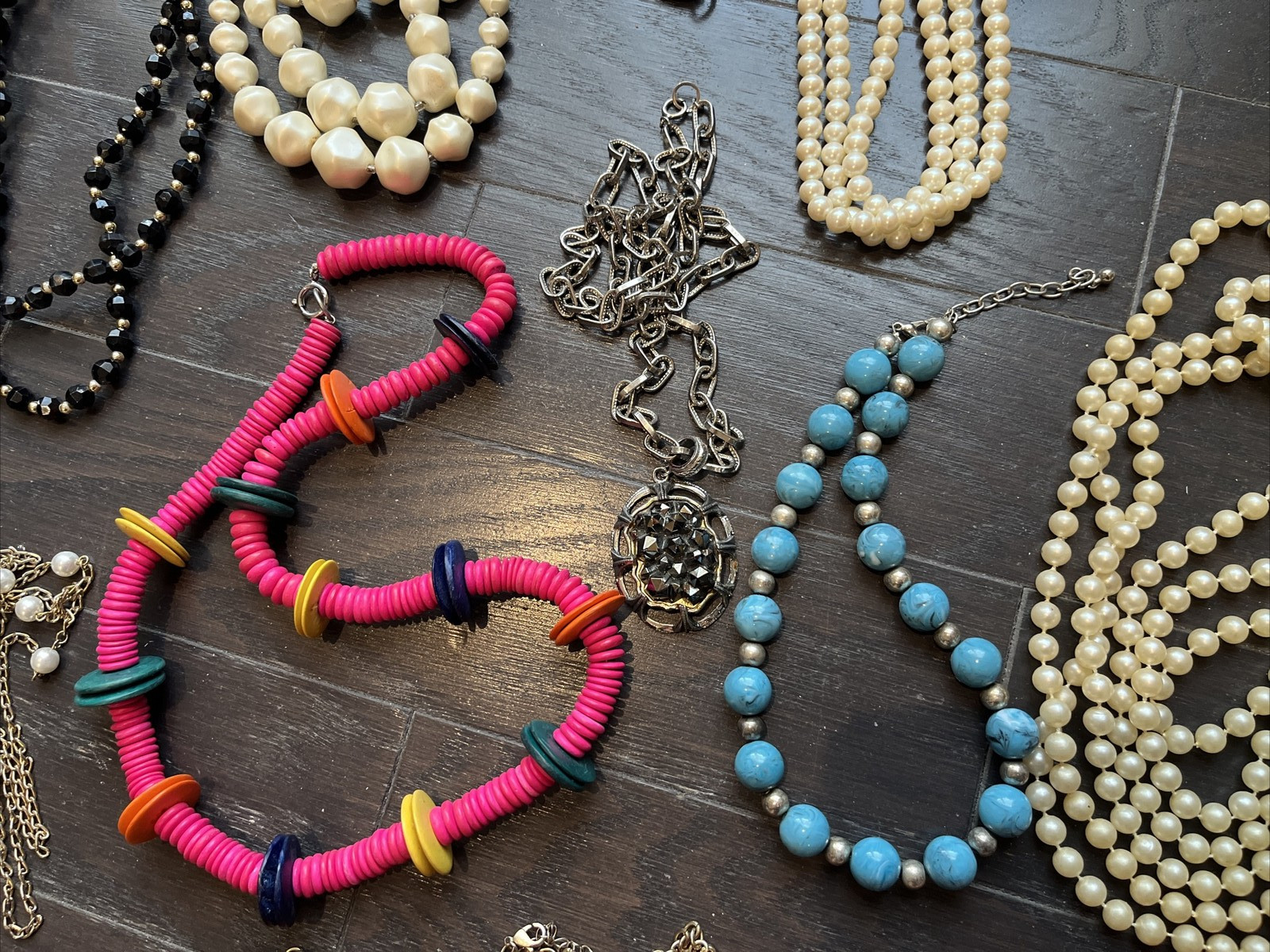 Vintage Necklace Costume Jewelry Lot of 16 , Chunky, Statement, Faux Pearls etc
