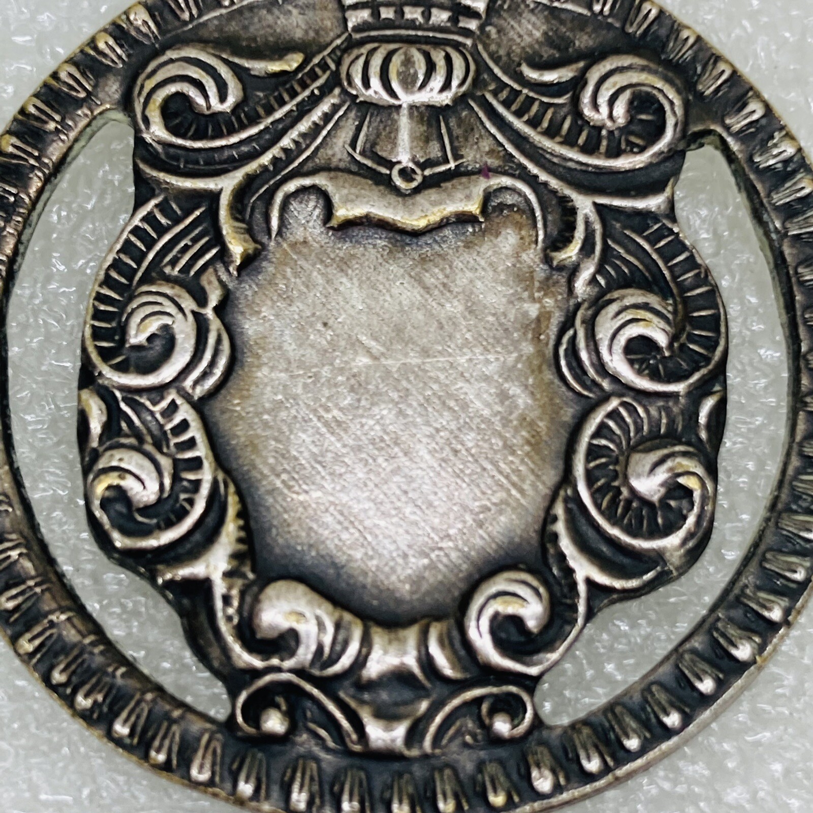 VTG‼ Silver Tone Metal Openwork Unengraved Round Pendant Charm • VGUC‼