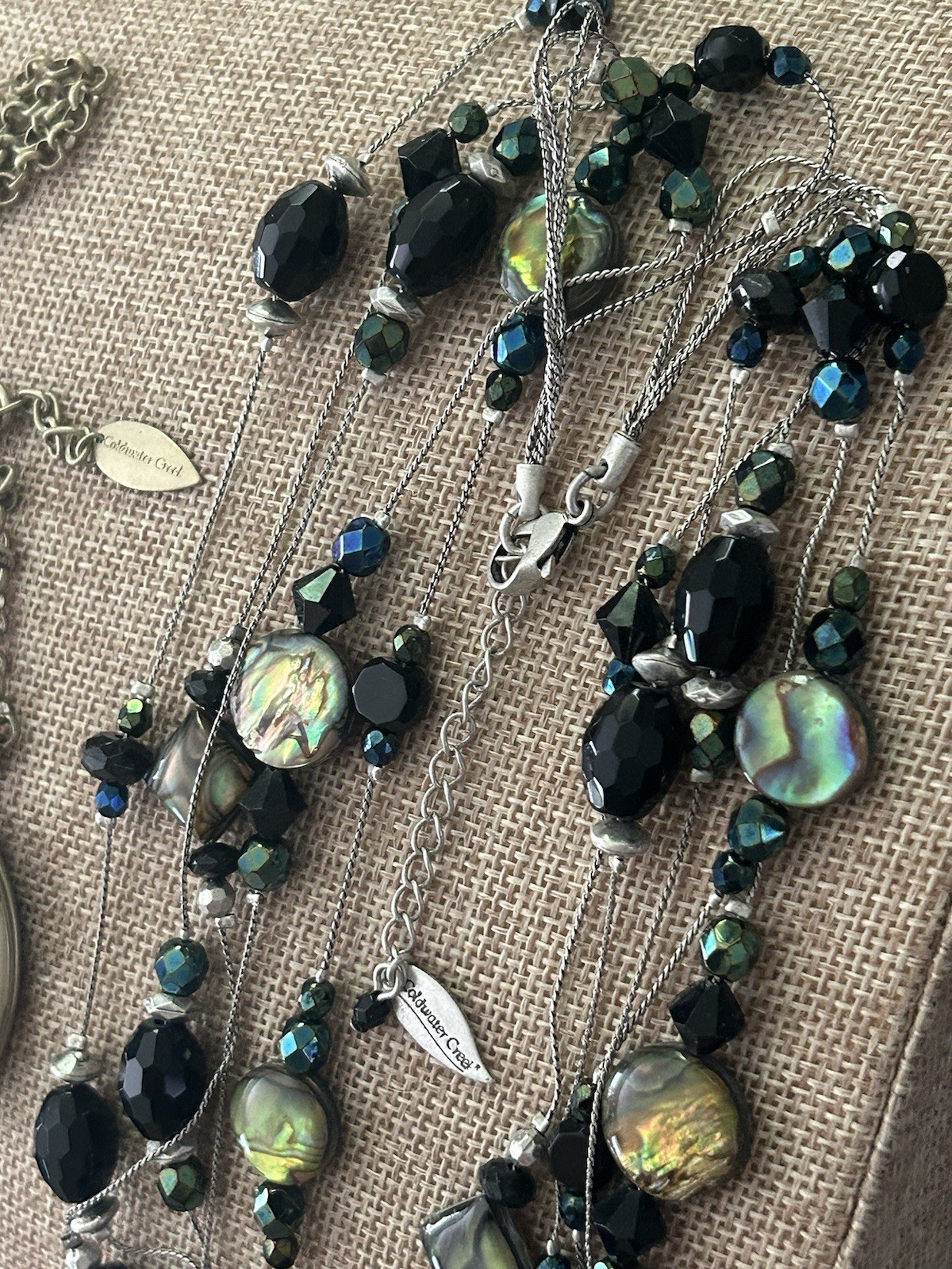 Vintage Signed Lot Coldwater Creek Necklaces Pendant Locket MOP Silver Gold Tone