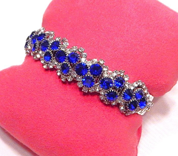 Retro Vintage Rhinestone Bypass Wrap Flex Coil Cuff Bracelet MONET NWOT S44