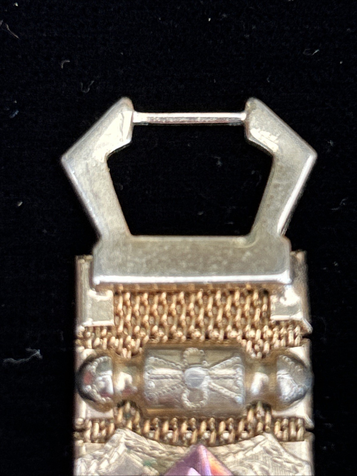 Vintage Mesh 7″ Bracelet Victorian Revival Station Stone Charms