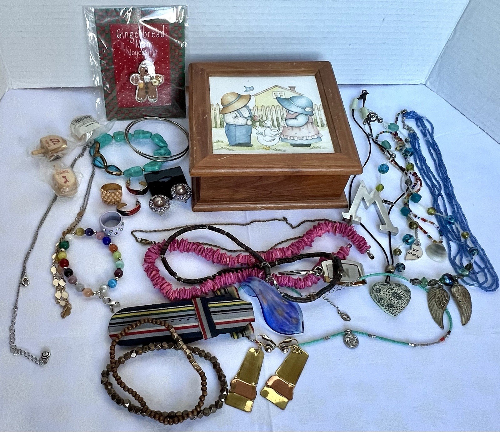 Jewelry Box With Jewelry Lot 1lb 8oz Vtg Ceramic Wood Box Jewelry & More!