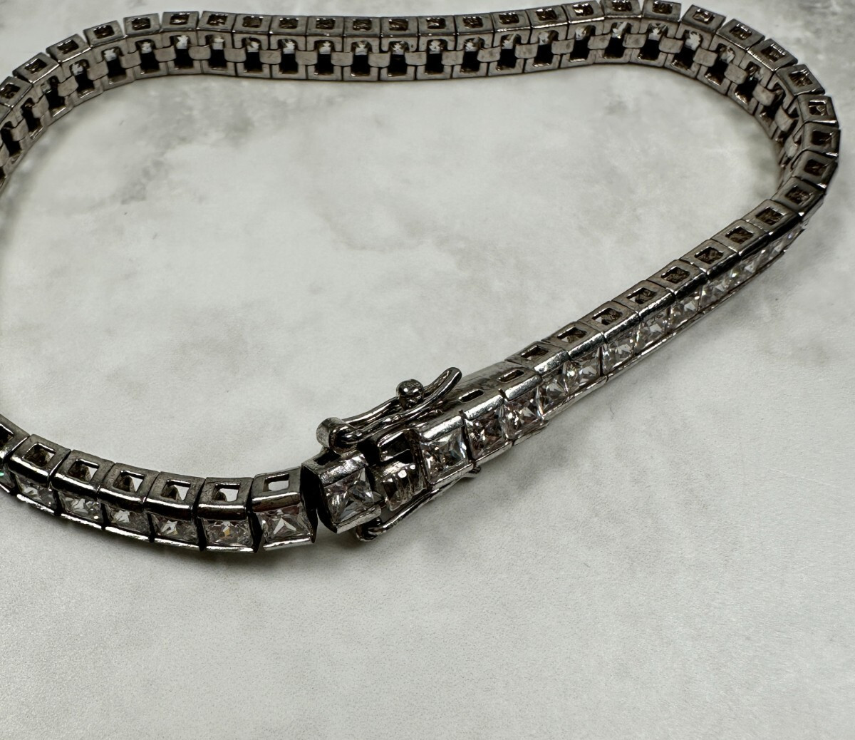 Sterling Silver Tennis Bracelet with CZs and Double Safety Clasps – 7″