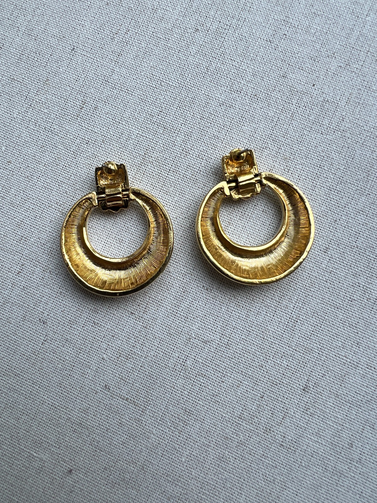 Lot of 3 Vintage White and Gold Enamel Earrings 1980s-90s (No backs)
