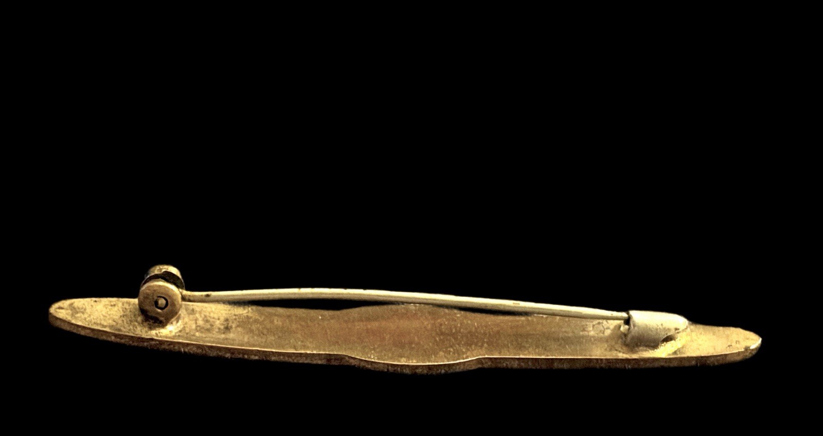 Antique Art Deco Era Turquoise Guilloche Brass Gold Wash Bar Brooch-~1920s