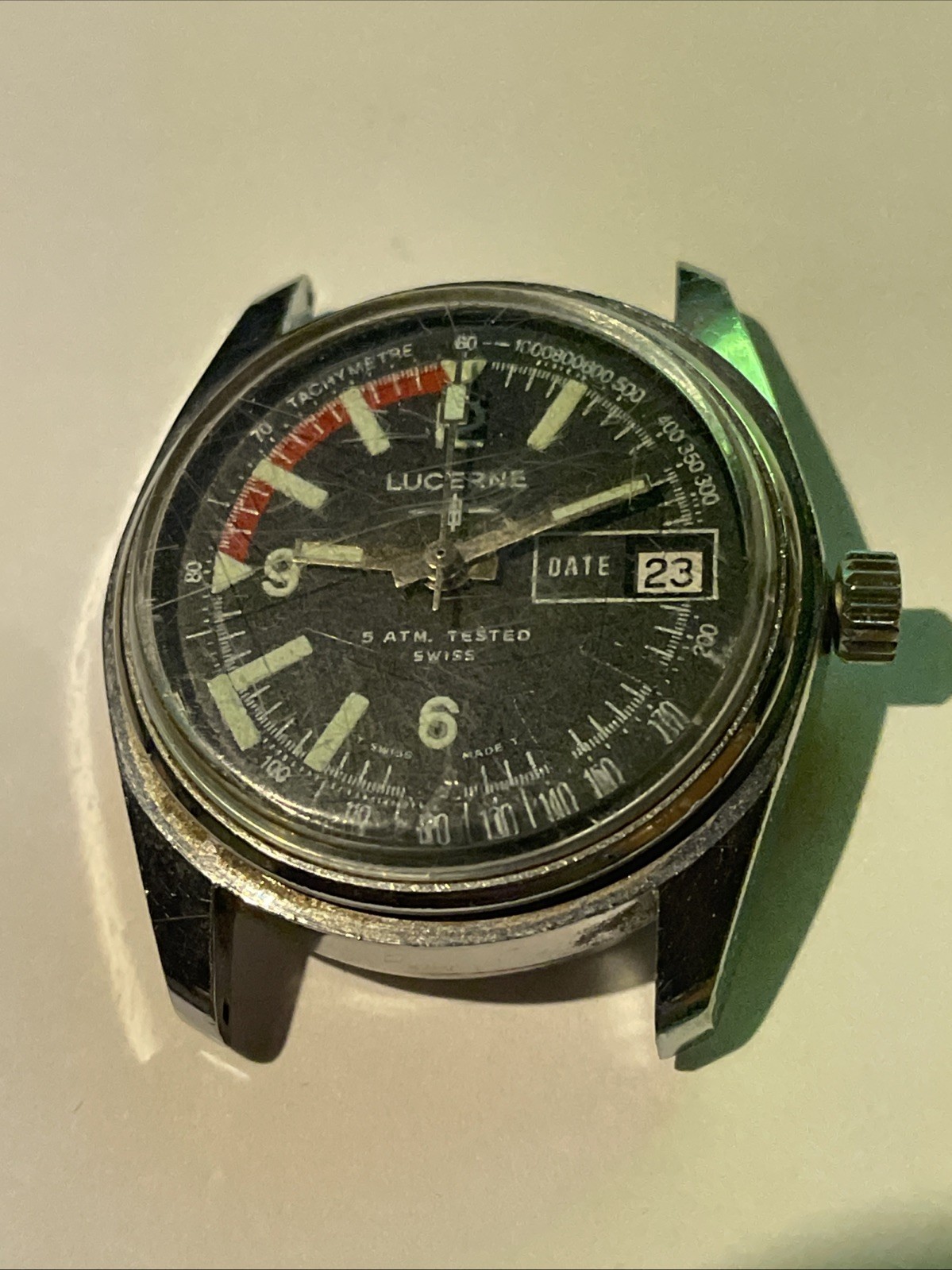 Diver Lucerne 5 ATM Steel Vintage Old Stock Manual Winding 33mm Read Description