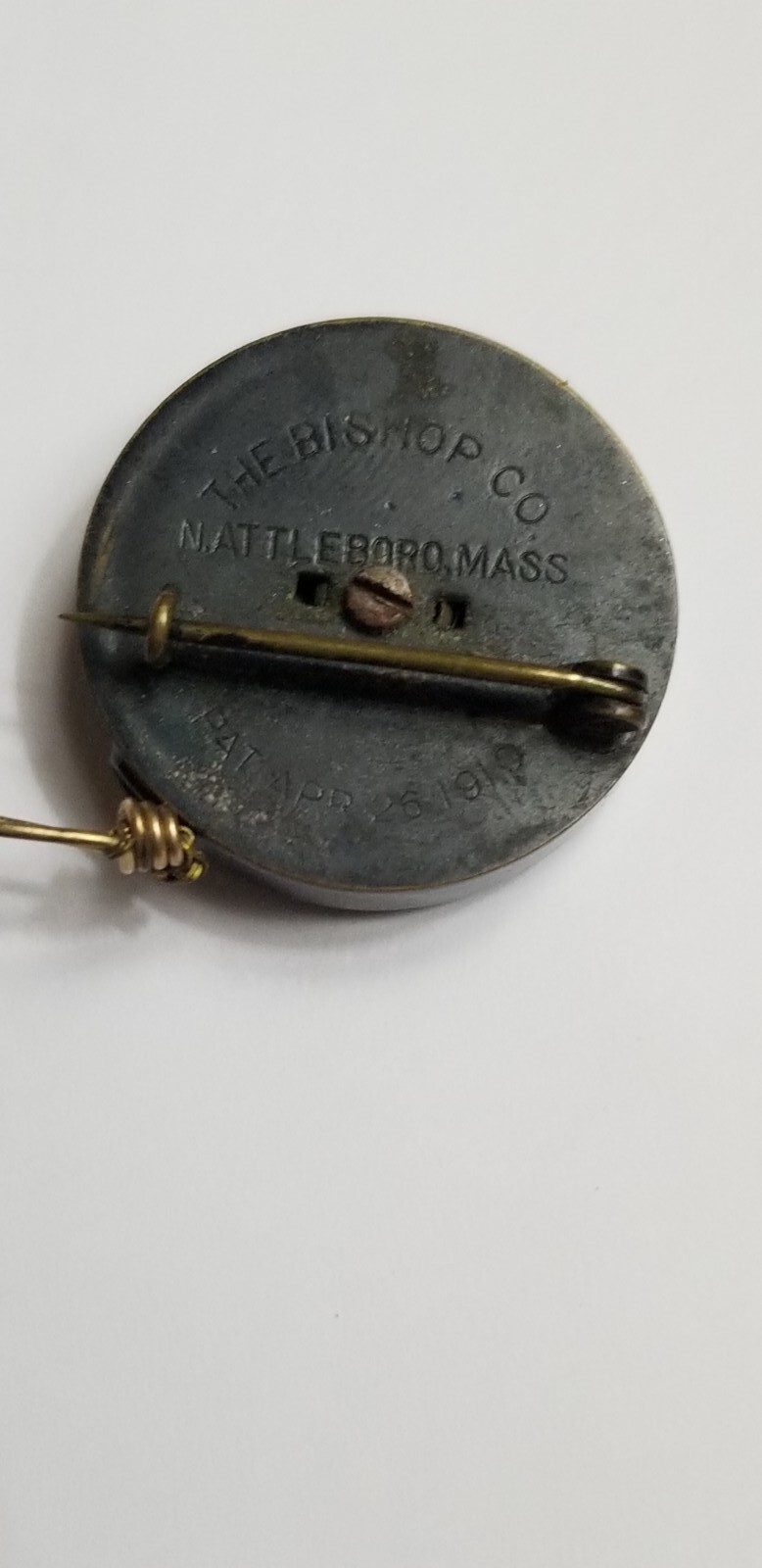 Antique THE BISHOP CO Attleboro MA retractable Chain brooch pin chatelaine fob