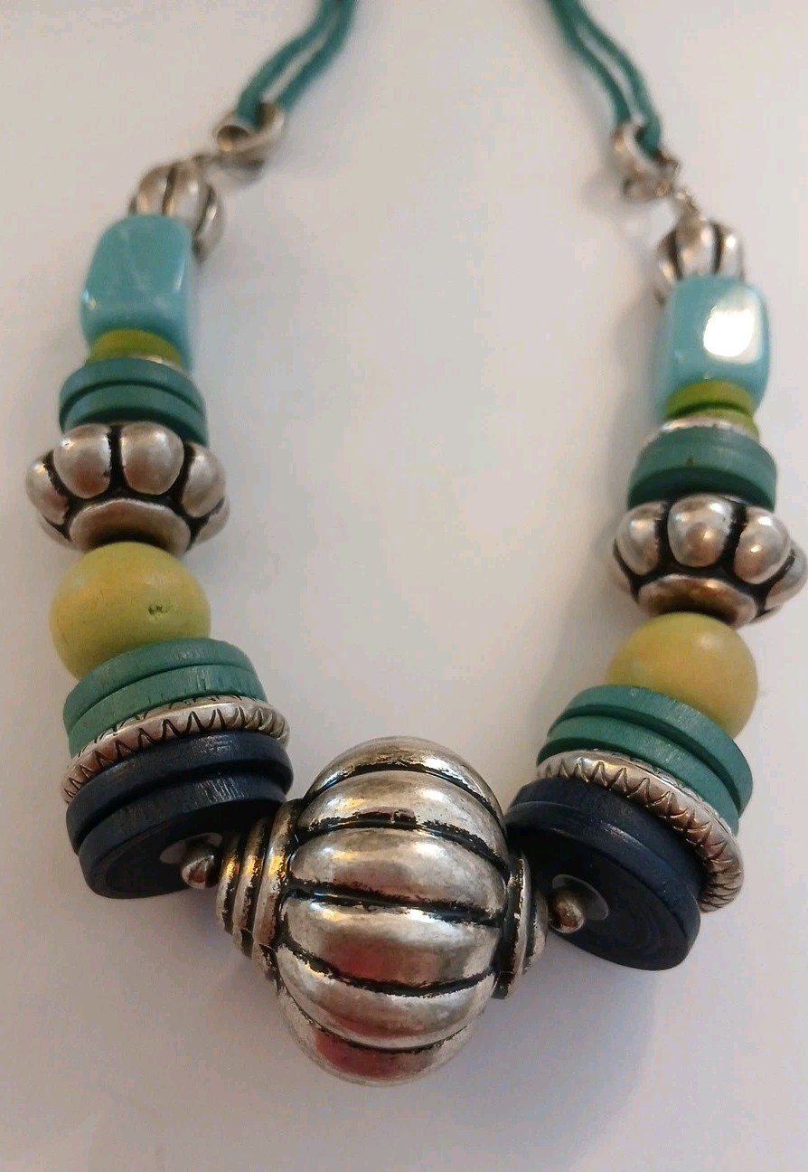 VINTAGE mixed metals chunky necklace