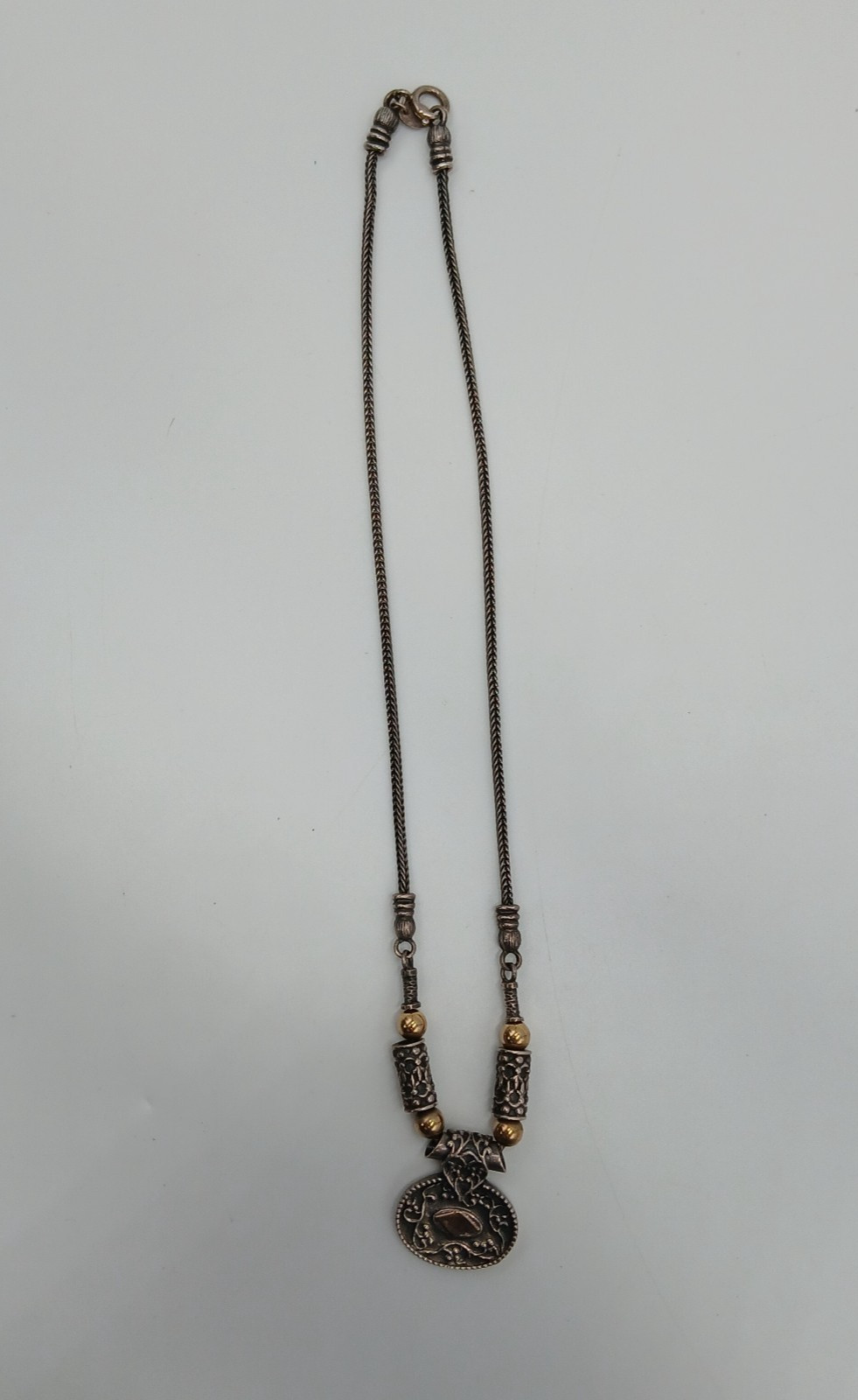 14K 925 Zanfeld Necklace 16in Sterling Silver Gold 24g tw Taxco Mexico Estate