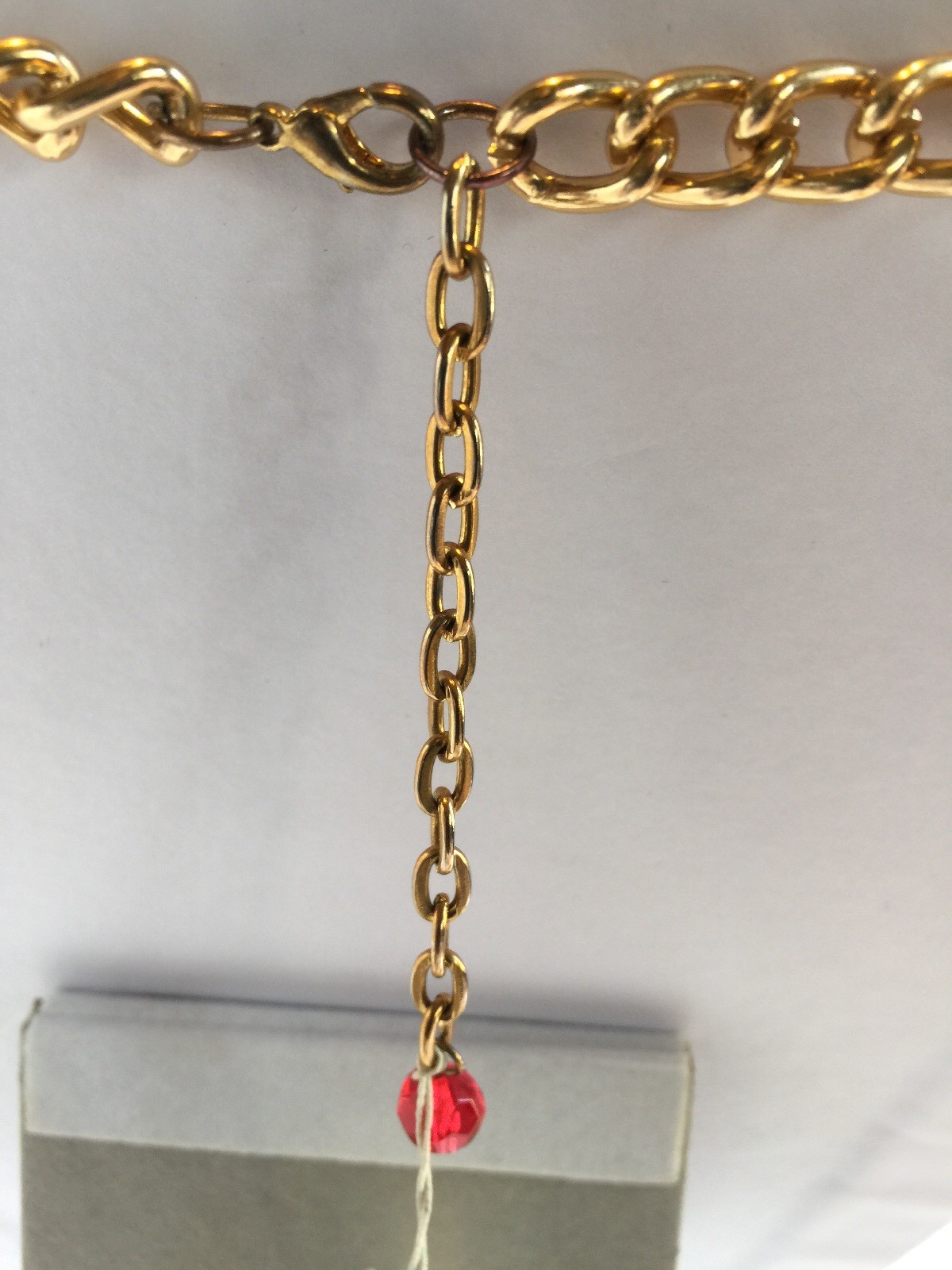Vintage ROMAN signed Necklace orange fuchsia red teardrops goldtone NOS w/ tags