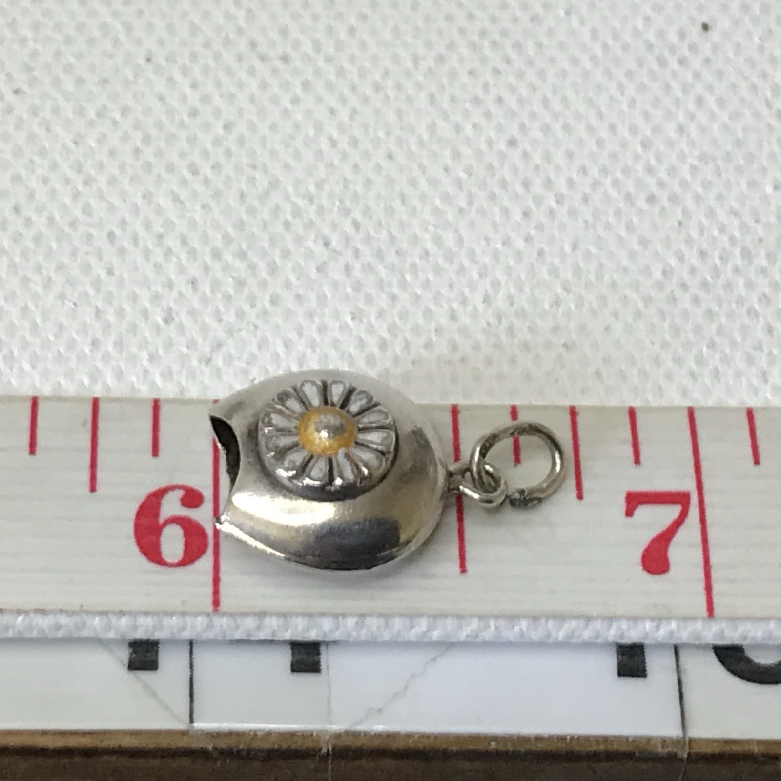 Vintage Sterling Silver Swiss Cow Bell Enamel Daisy Flower Bracelet Charm READ