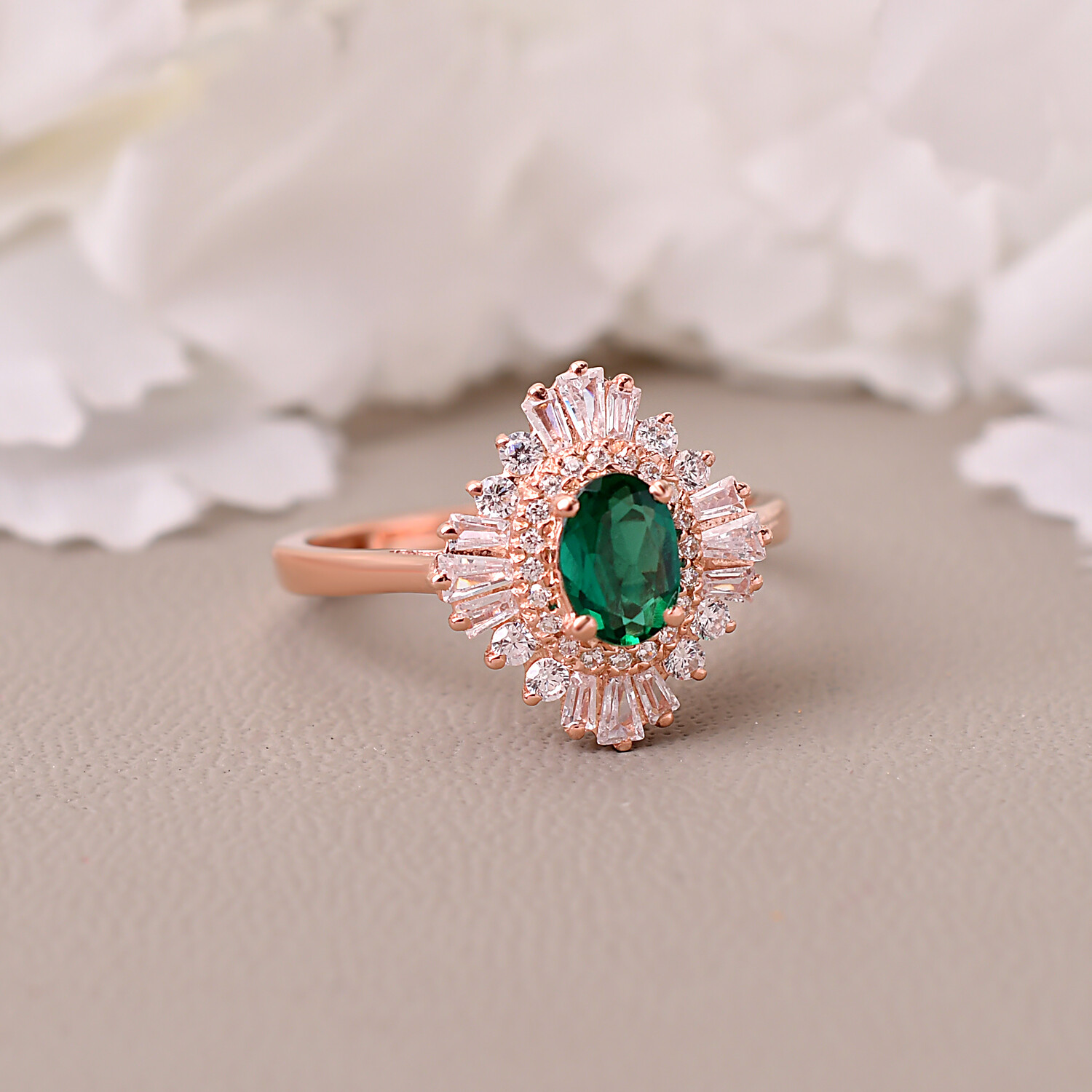 Vintage Emerald Engagement Ring Bridal Wedding Ring May Birthstone Ring Jewelry
