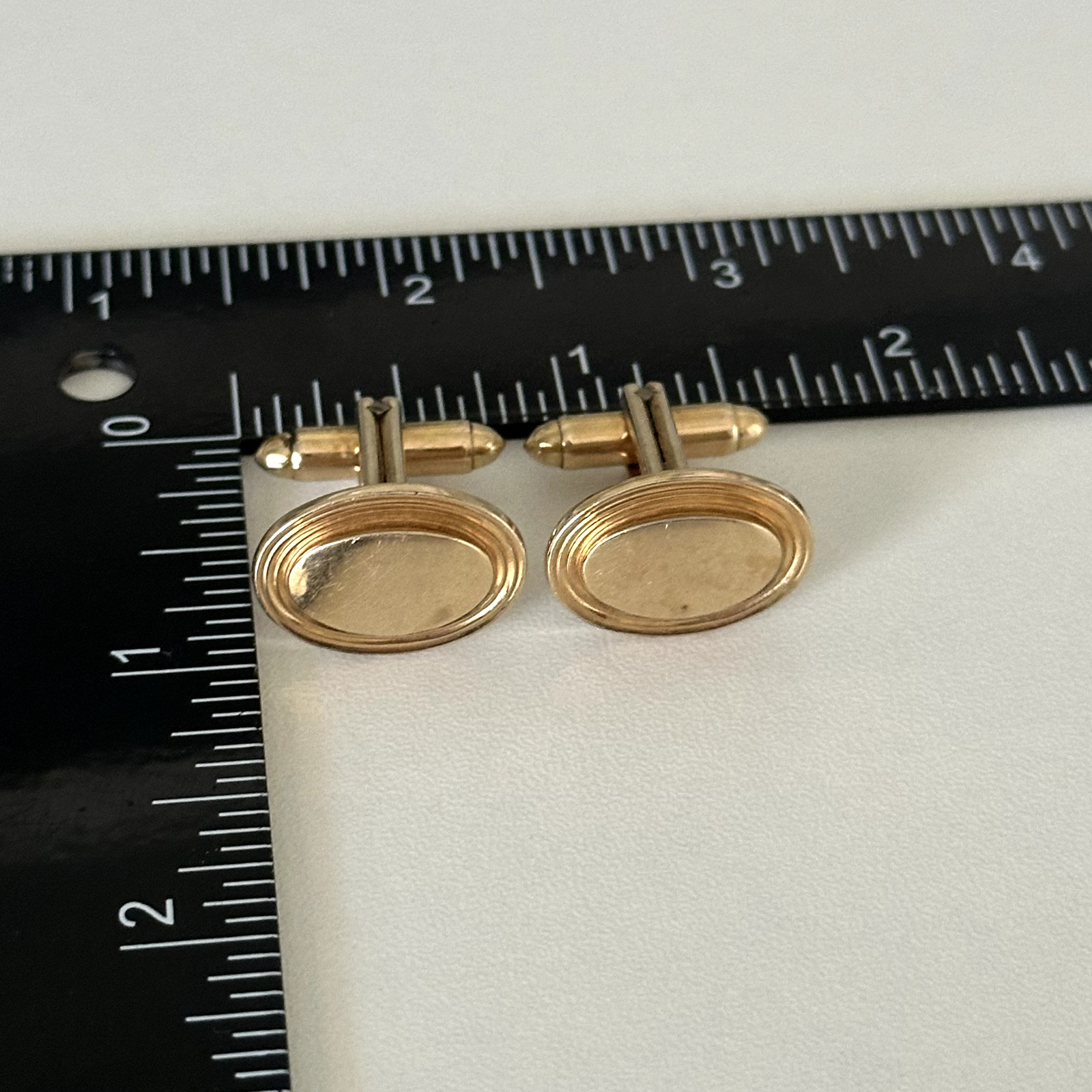 Vintage Hadley USA 12K Yellow Gold Filled Oval Bullet Back Cufflinks