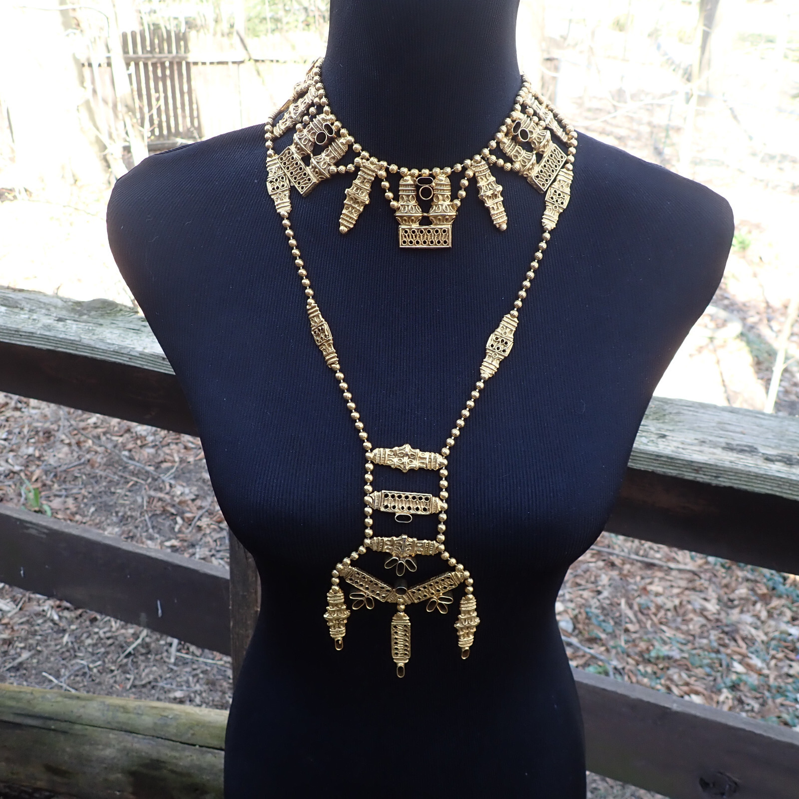 Book Juliana D&E for KJL Cast Urn Parure Bib Necklace Bracelet Egyptian Set