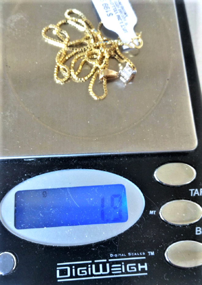 Vintage 10K Yellow Gold 1.2 Ct Square Cut 4-Diamond Pendant Necklace Lot 18″ NWT