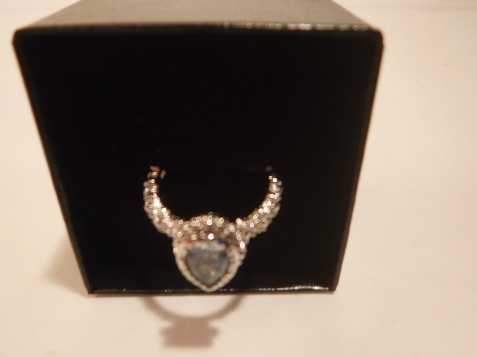 New 1.45CT Pear Cut Aquamarine (Beryl) & Platinum Over Sterling Silver 925 Ring