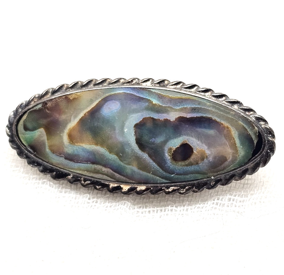 VTG Ariki Ataahua Sterling Silver Paua Abalone Brooch New Zealand Bee Symbol