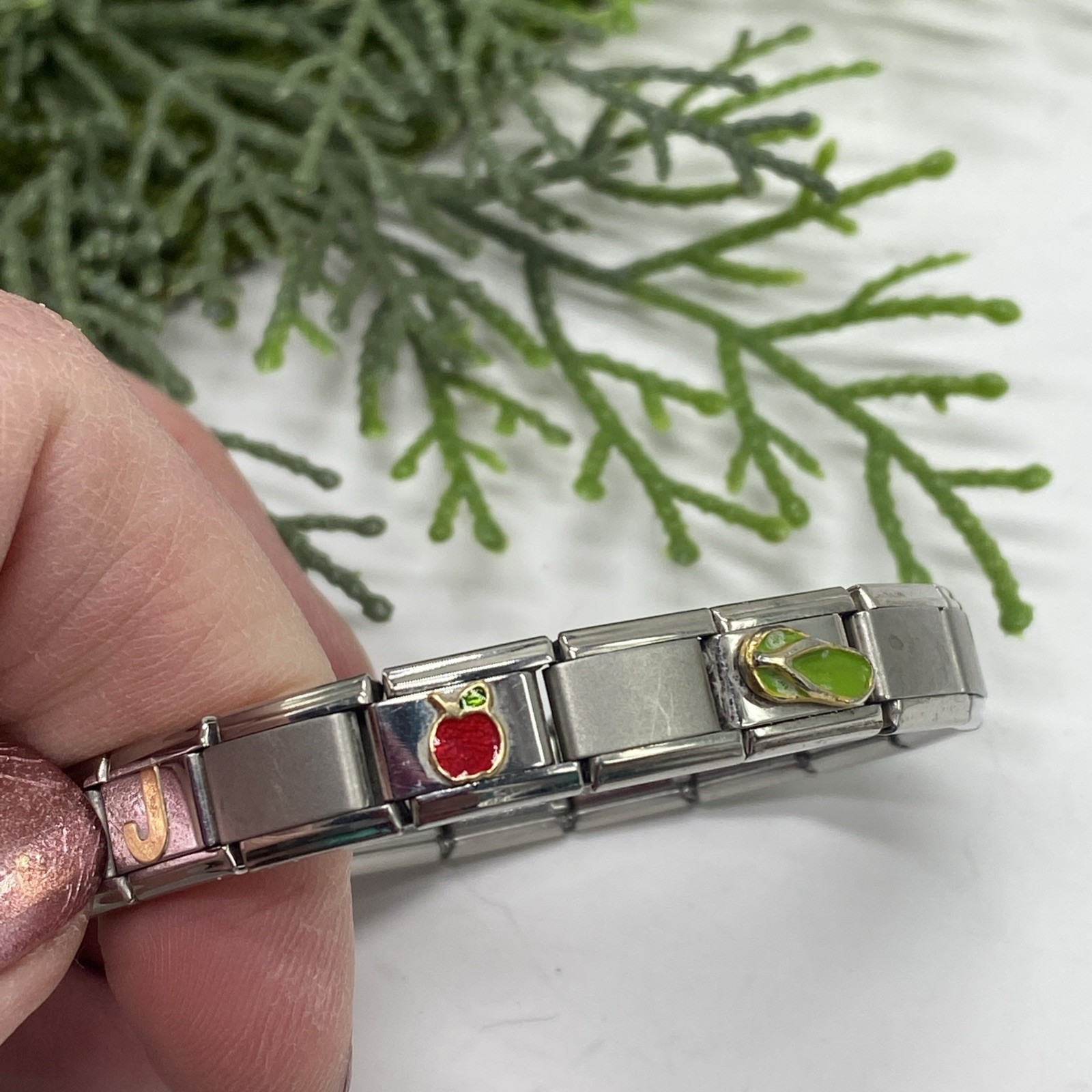 Vintage Italy Persona Links Stainless Steel 18K Uberry Links Expansion Bracelet