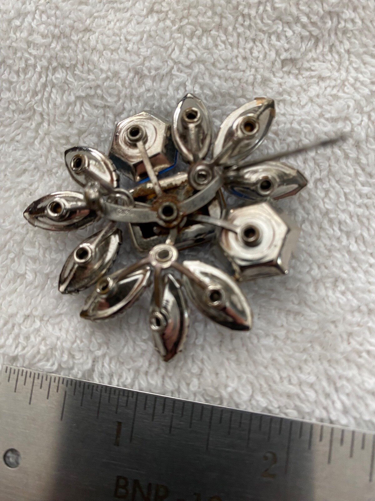 Vintage Coro Rhinestone PIn Purple and Blue