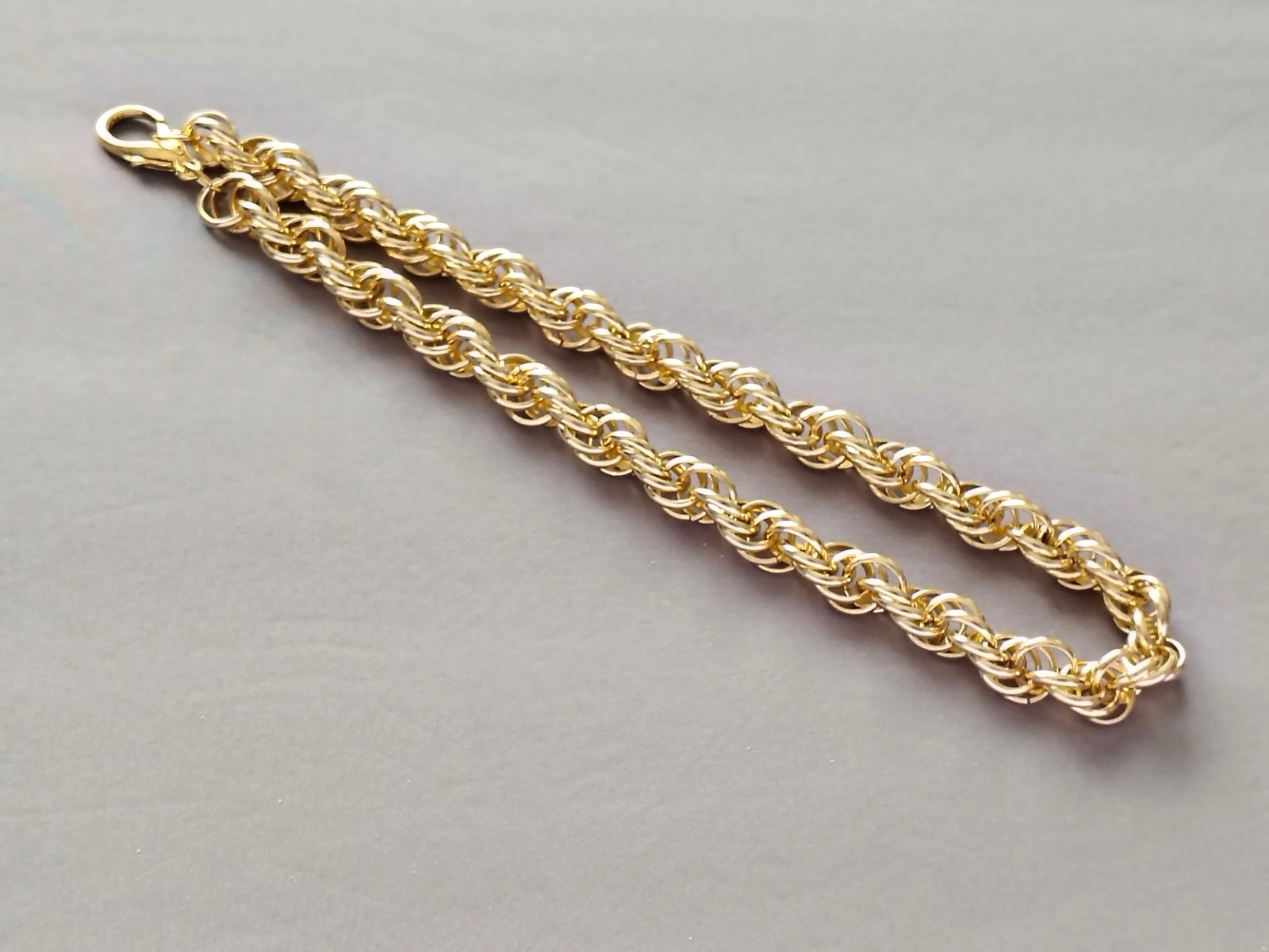 Vintage Goldtone Aluminum Light Weight Large Link Chain Necklace 18″ Long