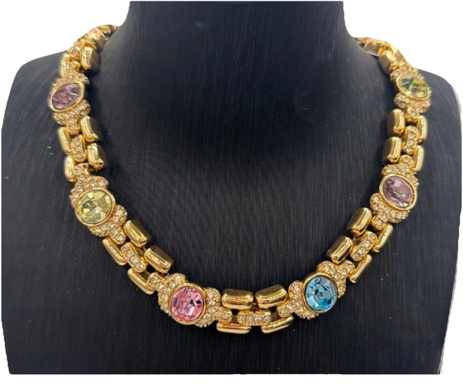 Rare Vintage Signed Ciner Multi‑Color Rhinestone Necklace | Stunning Collectable