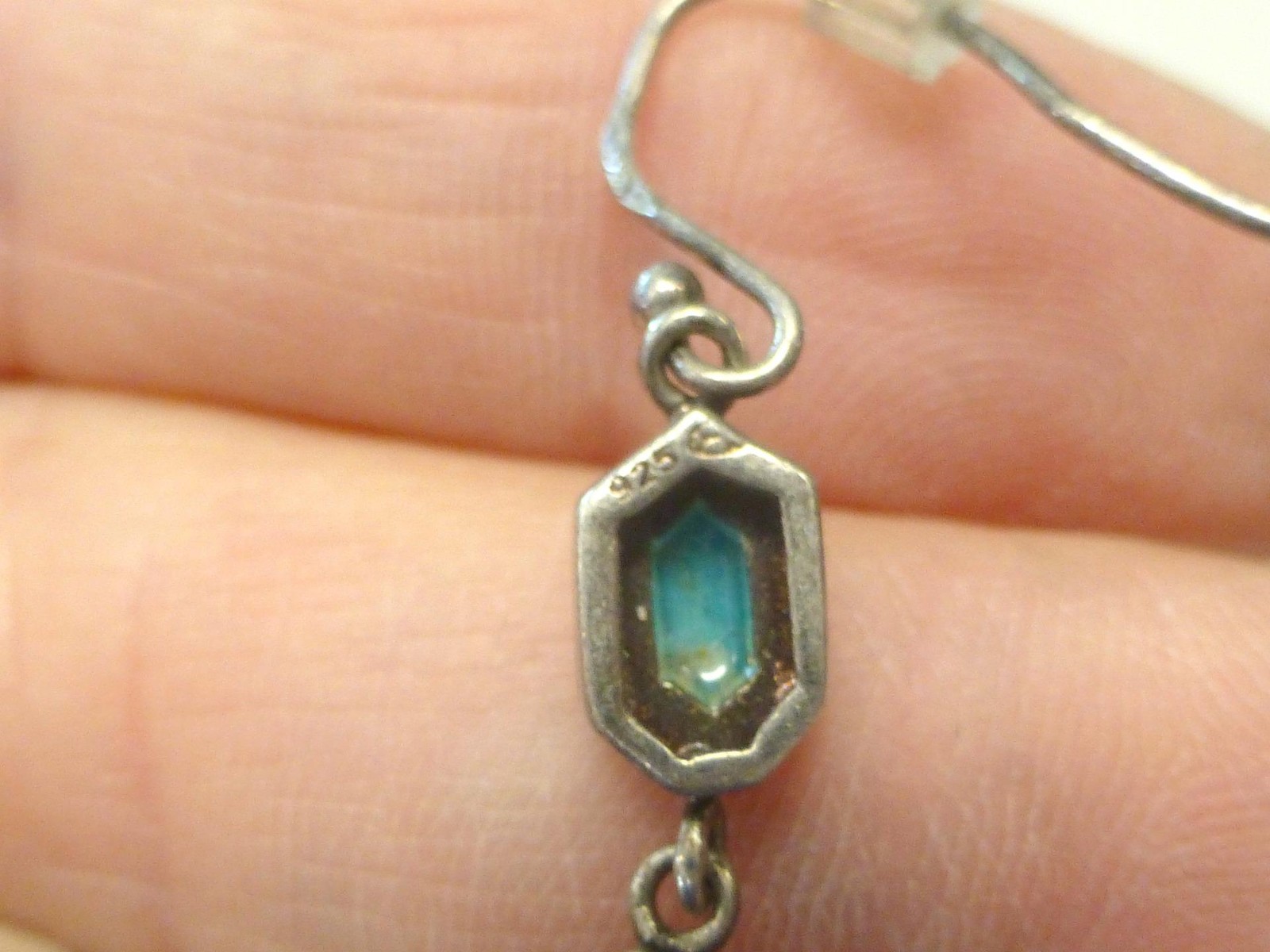 MYSTERY Hallmark Bird Turquoise Dangling Sterling Silver Earrings Native Indian