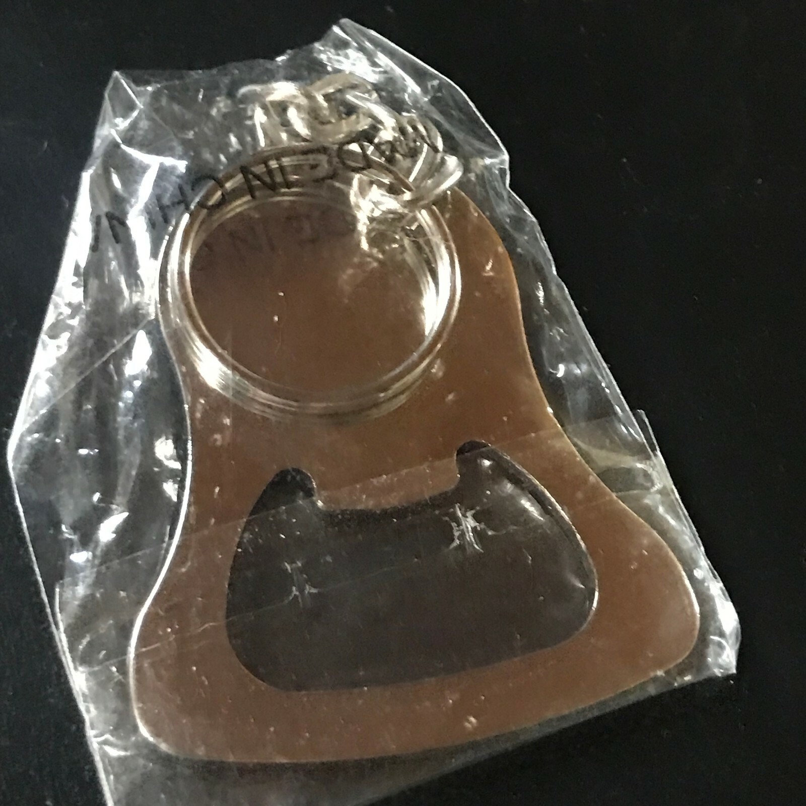 Estate Silvertone Bottle Opener w Black & White Stag Deer Head & Cross Medallion