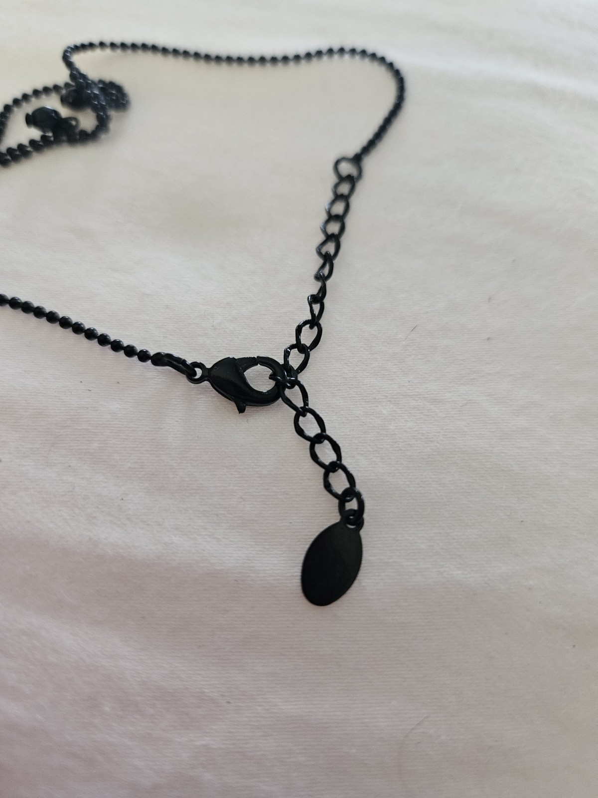 Black Beaded Necklace With Adjustable Lobster Claw Clasp Vintage